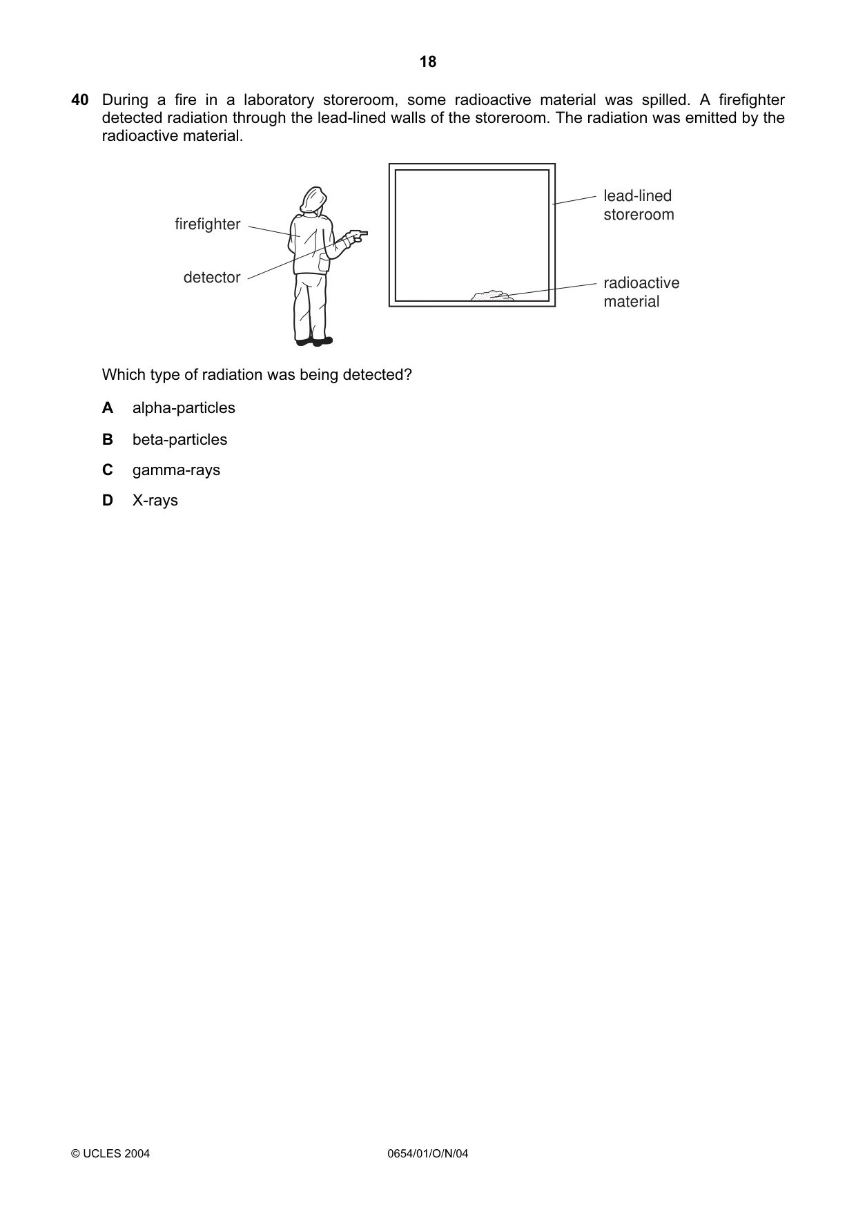 Cambridge IGCSE Sciences - Co-ordinated (Double) 0654 2004 Oct/Nov Paper 1 · Variant 1 question paper, page 18 of 20