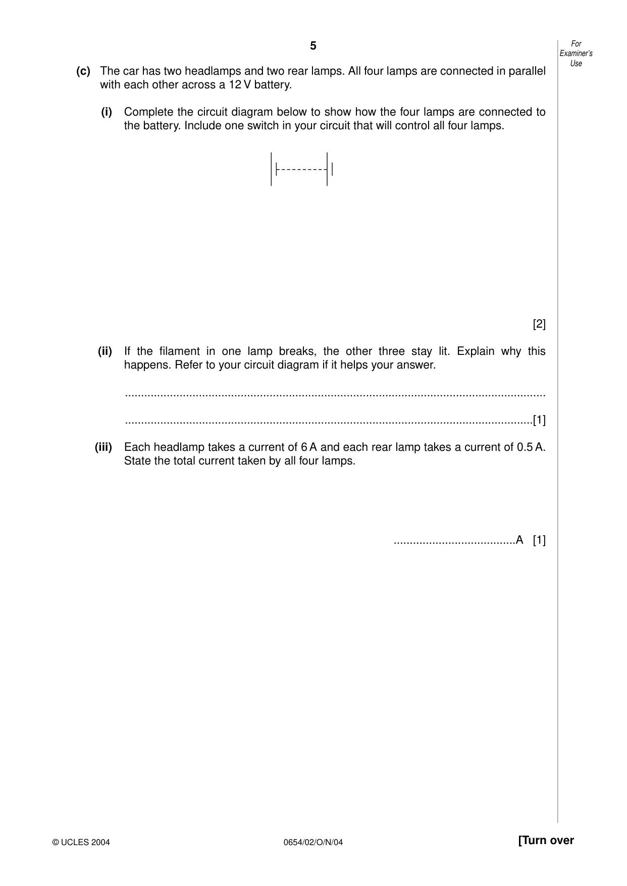Cambridge IGCSE Sciences - Co-ordinated (Double) 0654 2004 Oct/Nov Paper 2 · Variant 1 question paper, page 5 of 24