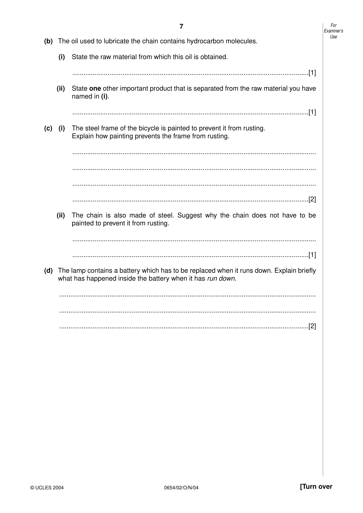 Cambridge IGCSE Sciences - Co-ordinated (Double) 0654 2004 Oct/Nov Paper 2 · Variant 1 question paper, page 7 of 24