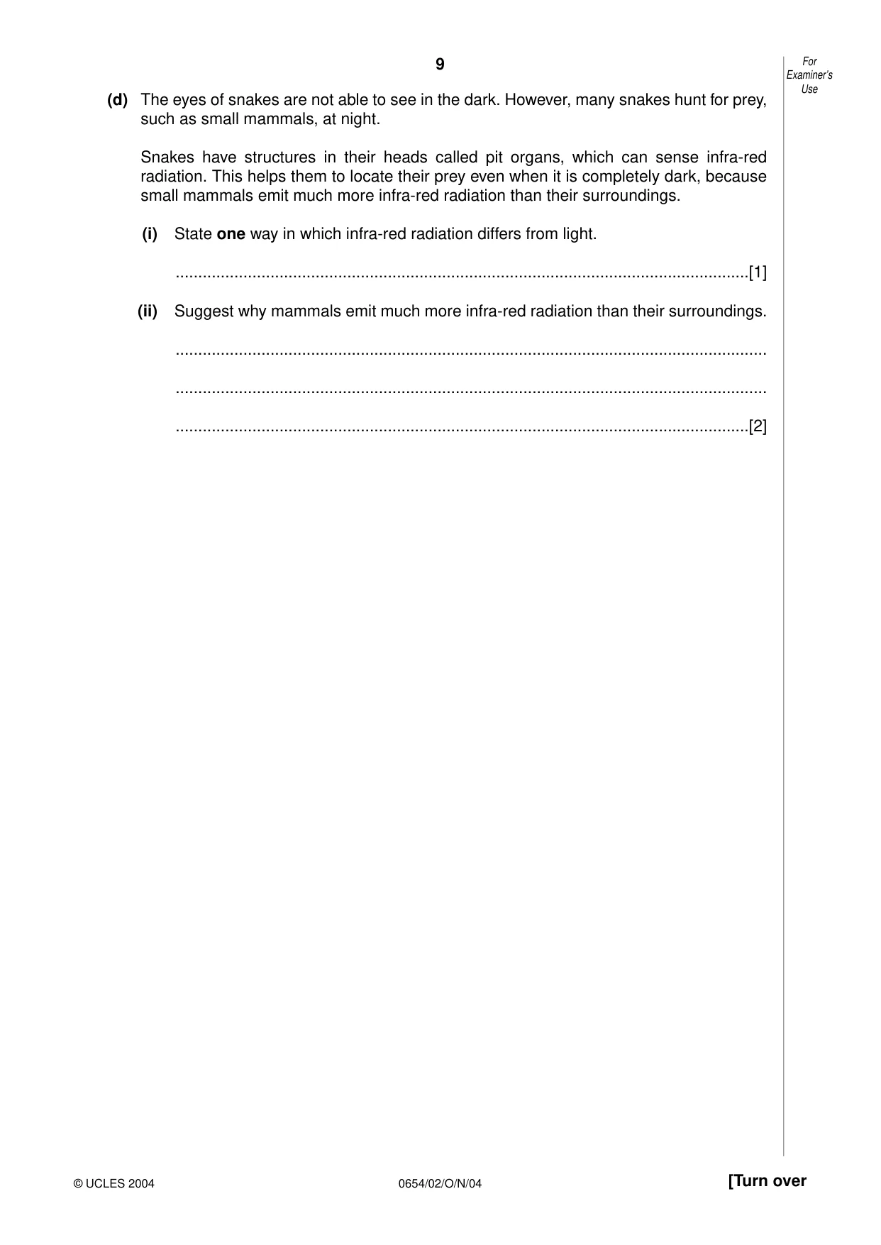 Cambridge IGCSE Sciences - Co-ordinated (Double) 0654 2004 Oct/Nov Paper 2 · Variant 1 question paper, page 9 of 24