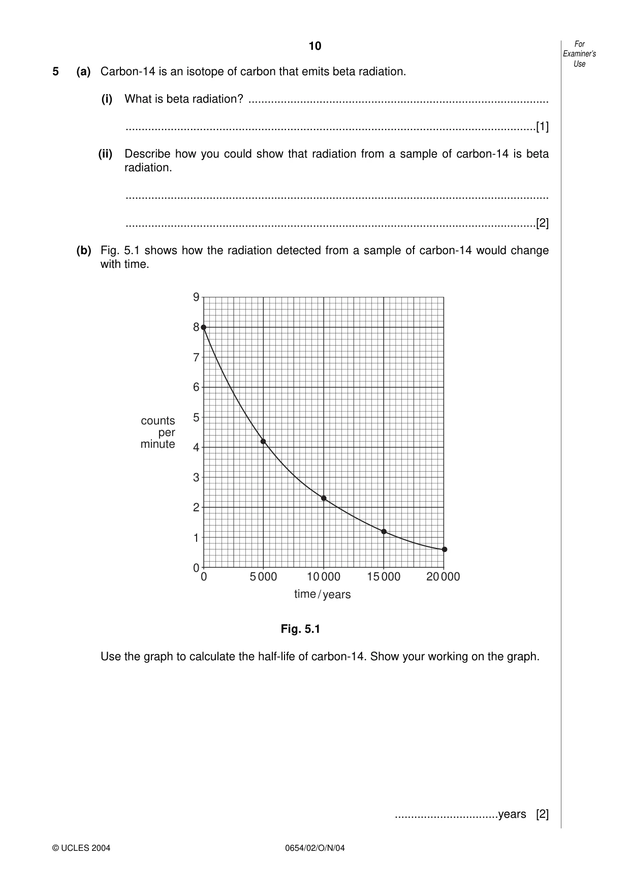 Cambridge IGCSE Sciences - Co-ordinated (Double) 0654 2004 Oct/Nov Paper 2 · Variant 1 question paper, page 10 of 24