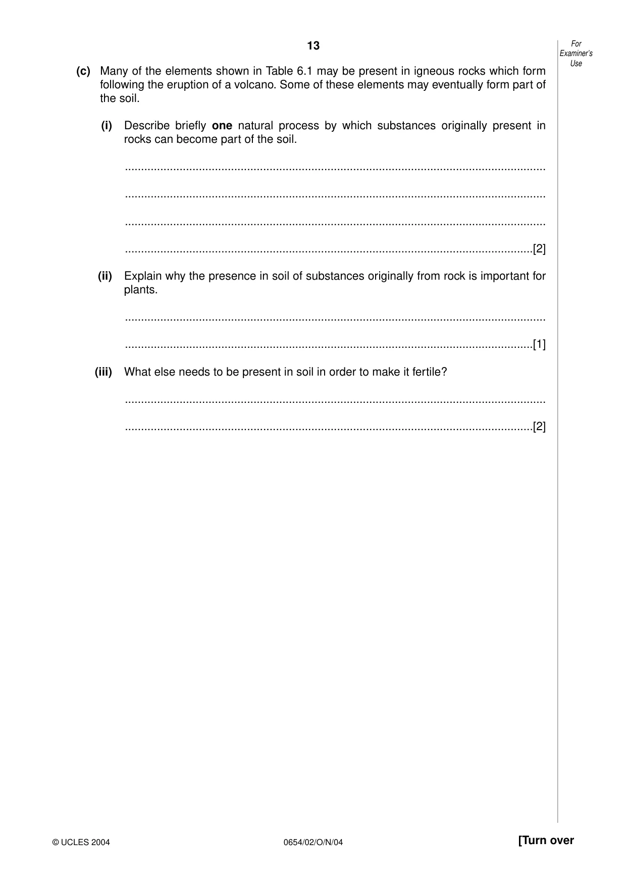 Cambridge IGCSE Sciences - Co-ordinated (Double) 0654 2004 Oct/Nov Paper 2 · Variant 1 question paper, page 13 of 24