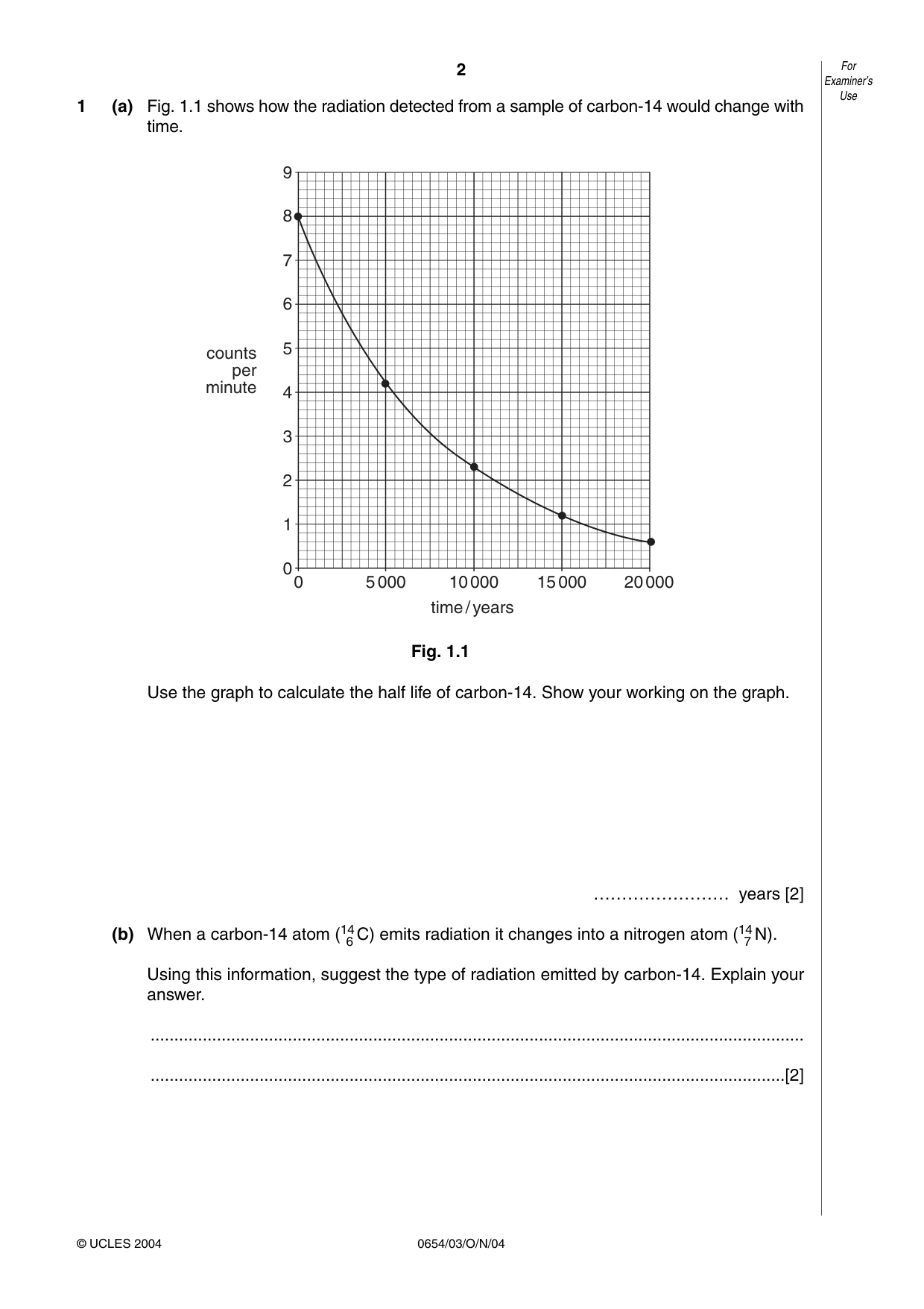 Cambridge IGCSE Sciences - Co-ordinated (Double) 0654 2004 Oct/Nov Paper 3 · Variant 1 question paper, page 2 of 24