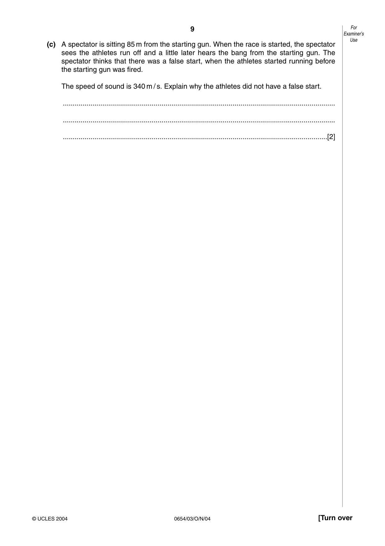 Cambridge IGCSE Sciences - Co-ordinated (Double) 0654 2004 Oct/Nov Paper 3 · Variant 1 question paper, page 9 of 24