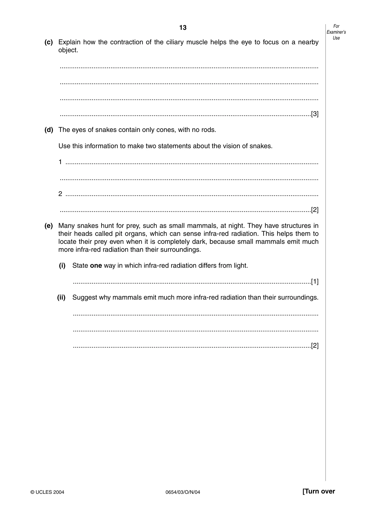 Cambridge IGCSE Sciences - Co-ordinated (Double) 0654 2004 Oct/Nov Paper 3 · Variant 1 question paper, page 13 of 24