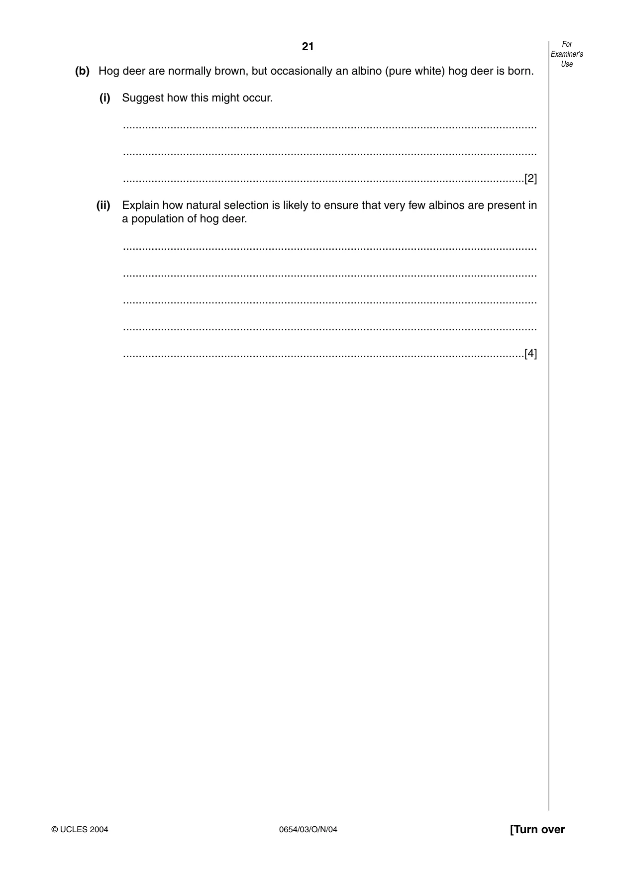 Cambridge IGCSE Sciences - Co-ordinated (Double) 0654 2004 Oct/Nov Paper 3 · Variant 1 question paper, page 21 of 24