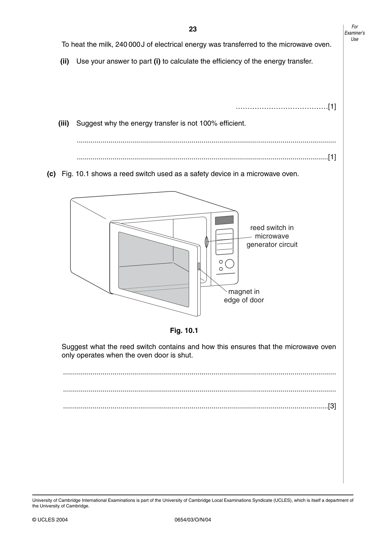 Cambridge IGCSE Sciences - Co-ordinated (Double) 0654 2004 Oct/Nov Paper 3 · Variant 1 question paper, page 23 of 24