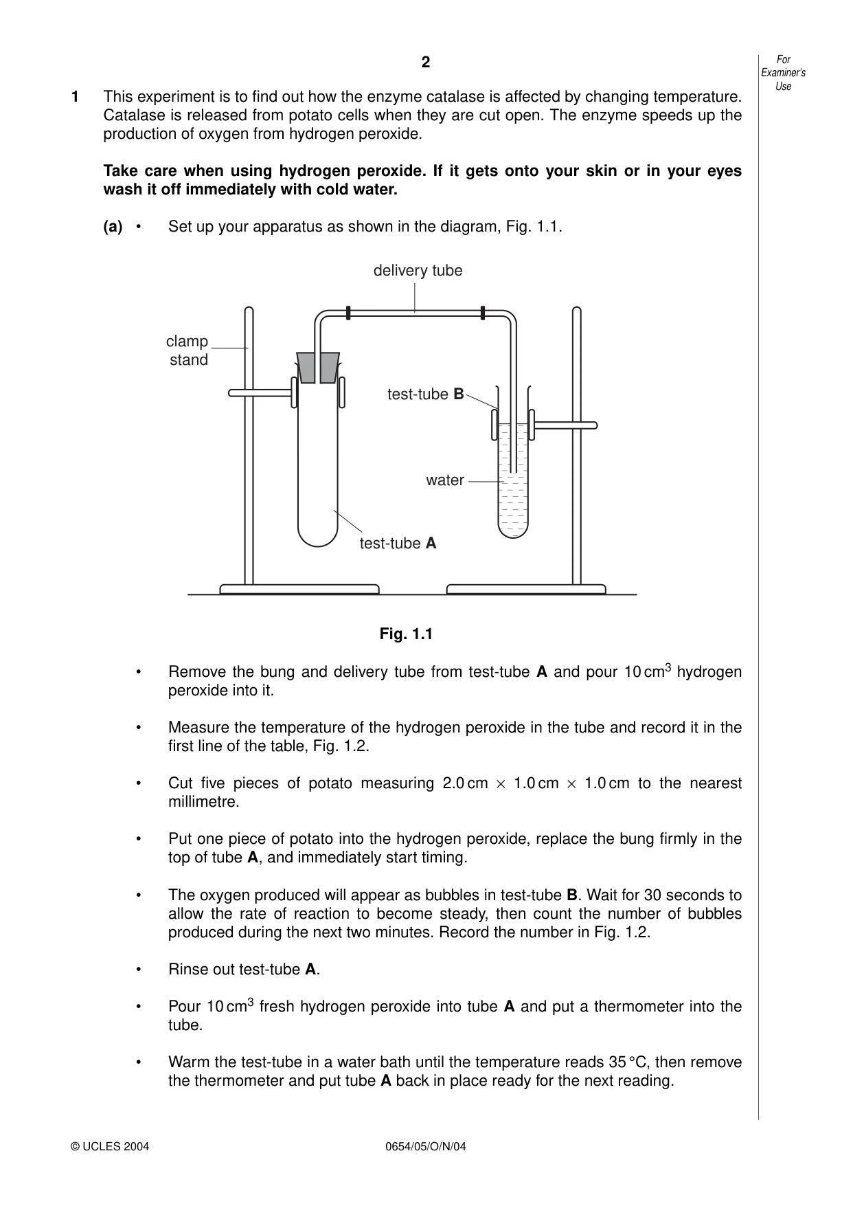 Cambridge IGCSE Sciences - Co-ordinated (Double) 0654 2004 Oct/Nov Paper 5 · Variant 1 question paper, page 2 of 12