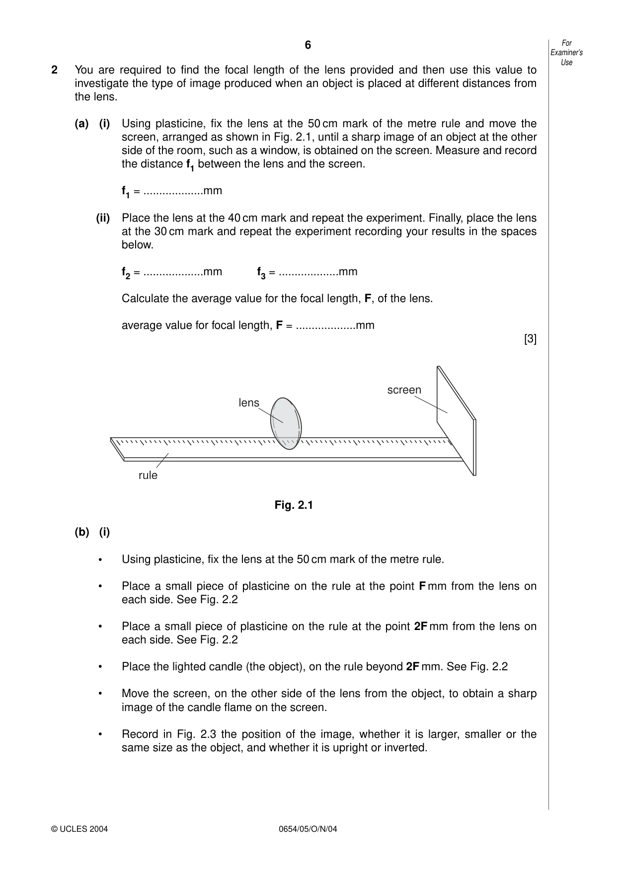 Cambridge IGCSE Sciences - Co-ordinated (Double) 0654 2004 Oct/Nov Paper 5 · Variant 1 question paper, page 6 of 12