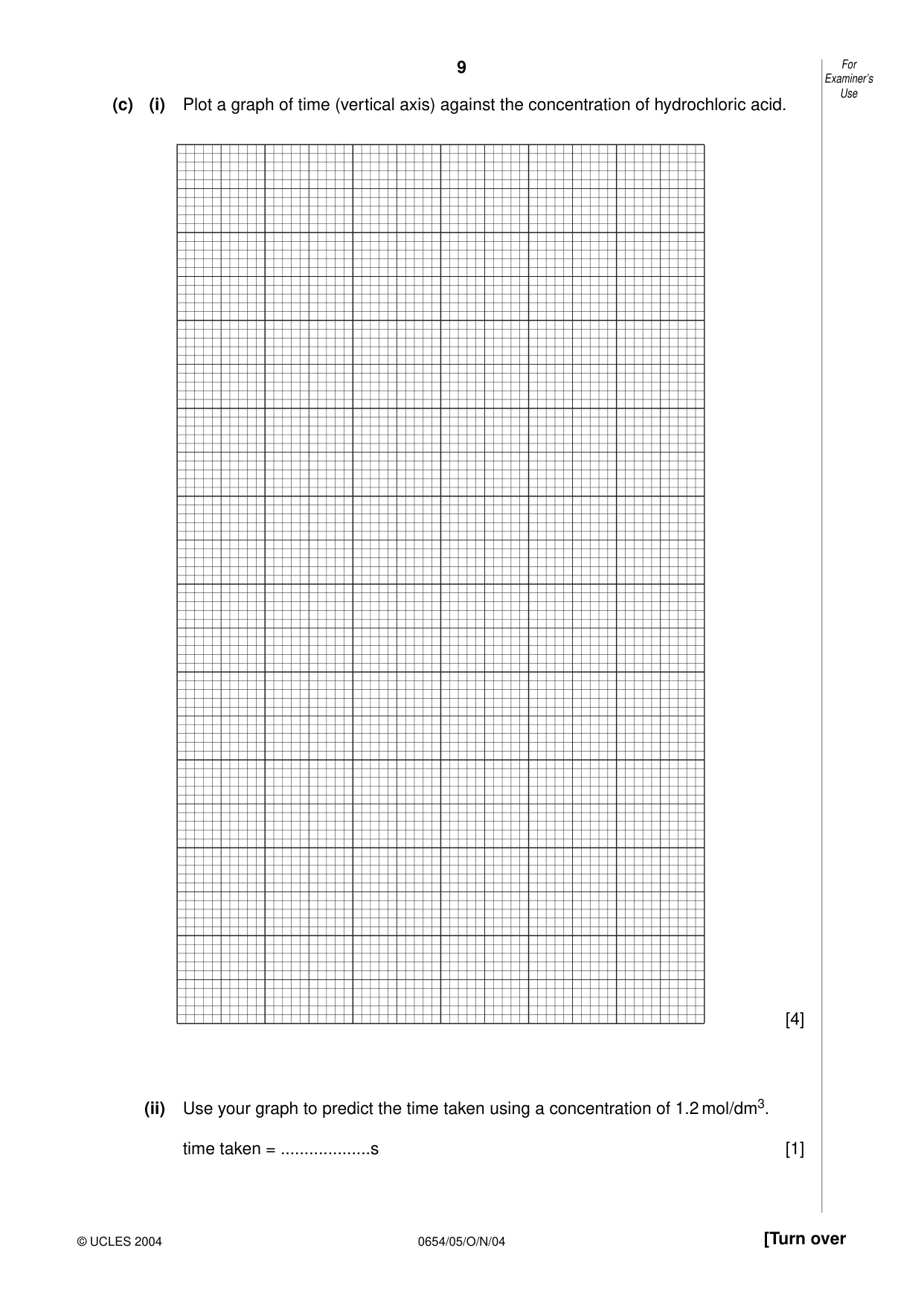 Cambridge IGCSE Sciences - Co-ordinated (Double) 0654 2004 Oct/Nov Paper 5 · Variant 1 question paper, page 9 of 12