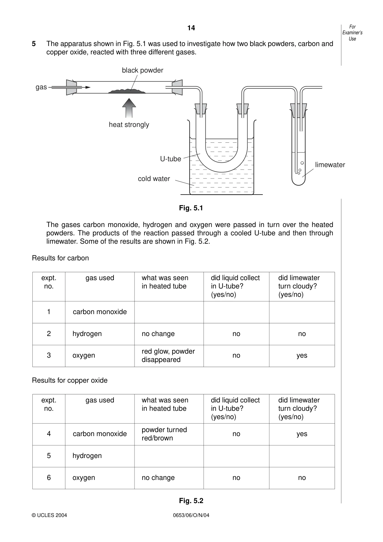 Cambridge IGCSE Sciences - Co-ordinated (Double) 0654 2004 Oct/Nov Paper 6 · Variant 1 question paper, page 14 of 16