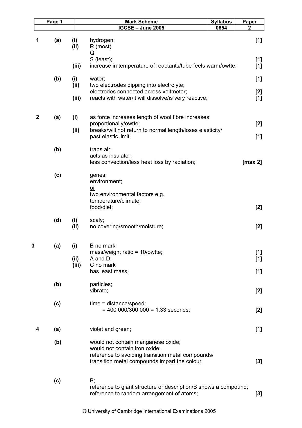 Mark scheme, page 4 of 7