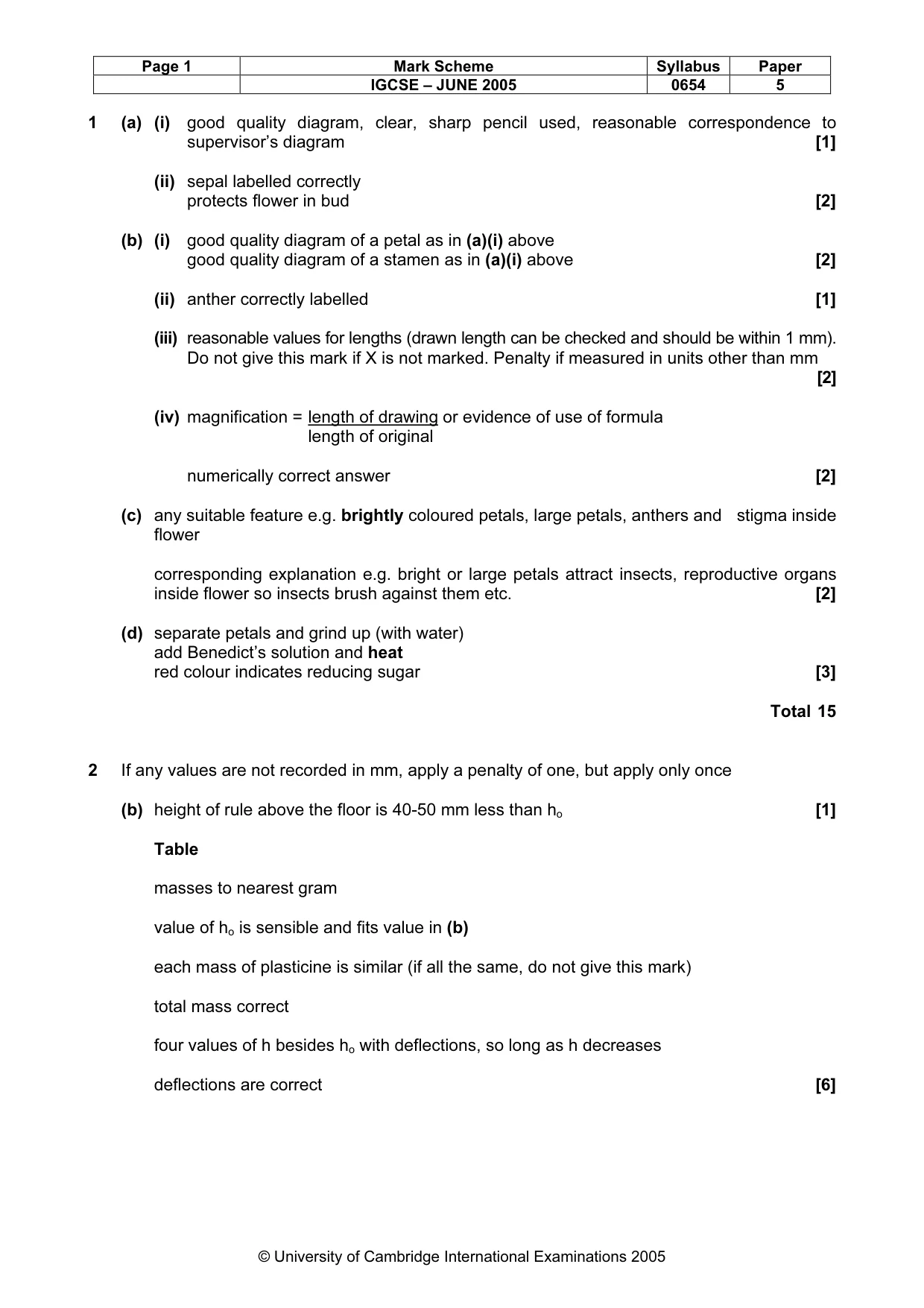 Mark scheme, page 4 of 5