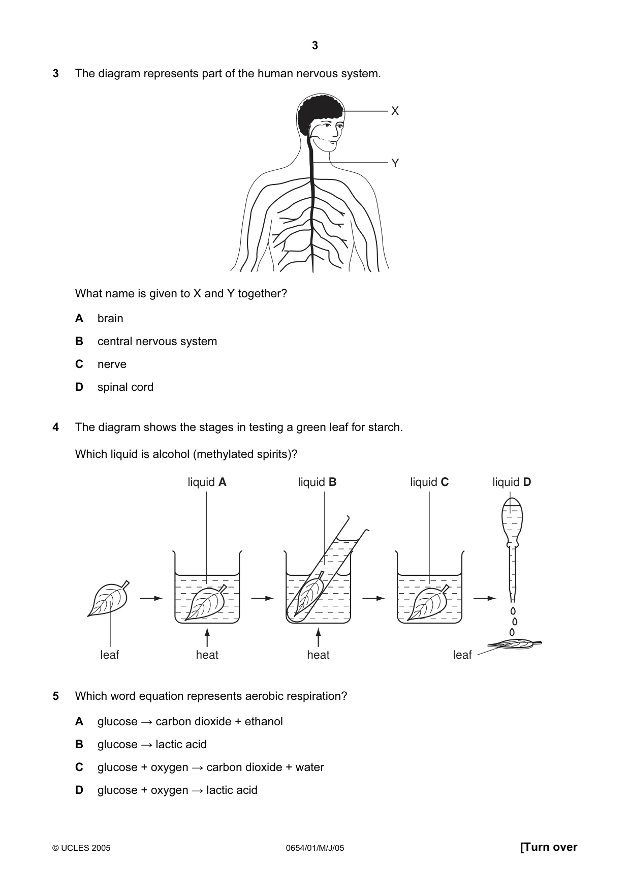 Cambridge IGCSE Sciences - Co-ordinated (Double) 0654 2005 May/June Paper 1 · Variant 1 question paper, page 3 of 20