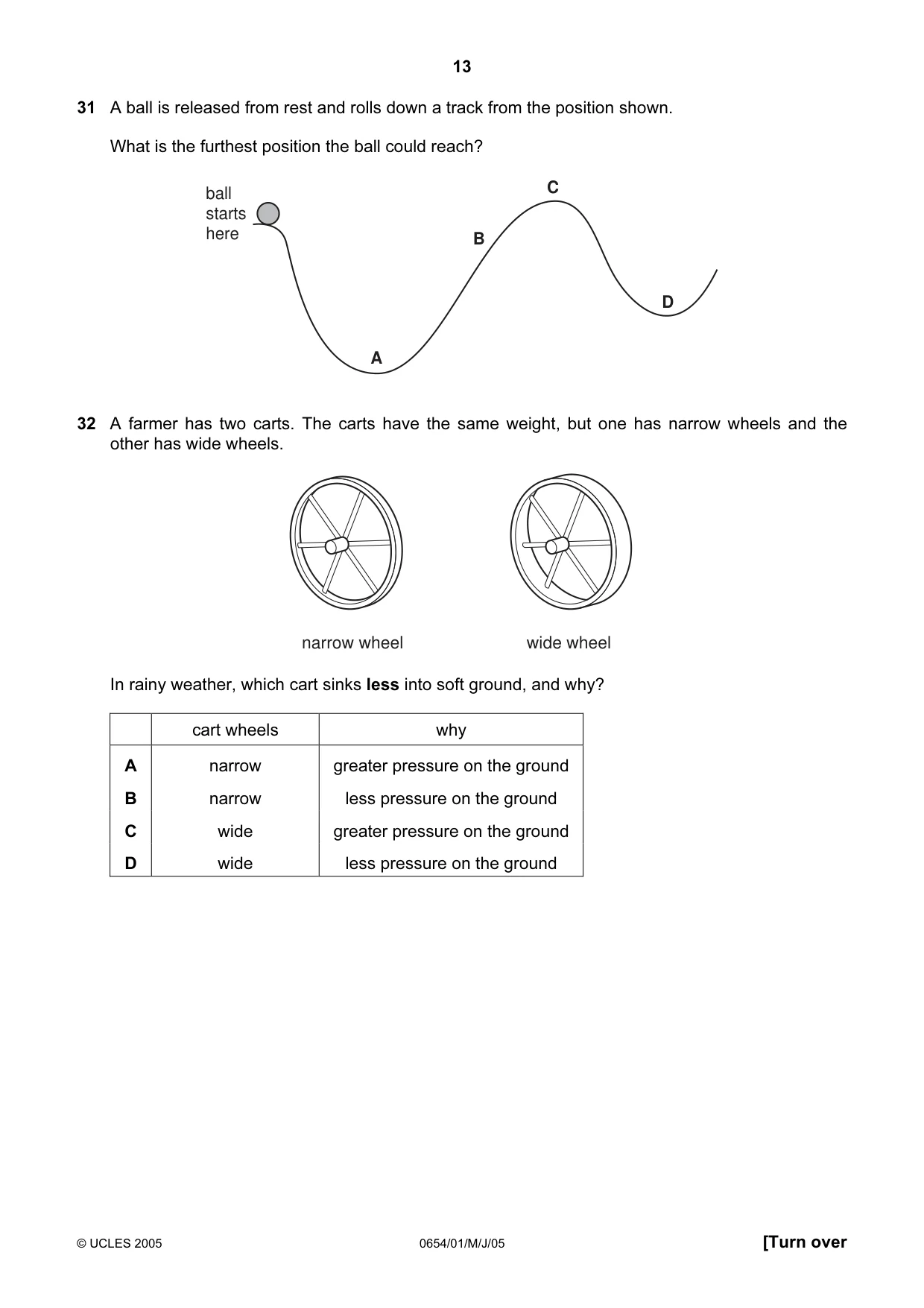 Cambridge IGCSE Sciences - Co-ordinated (Double) 0654 2005 May/June Paper 1 · Variant 1 question paper, page 13 of 20