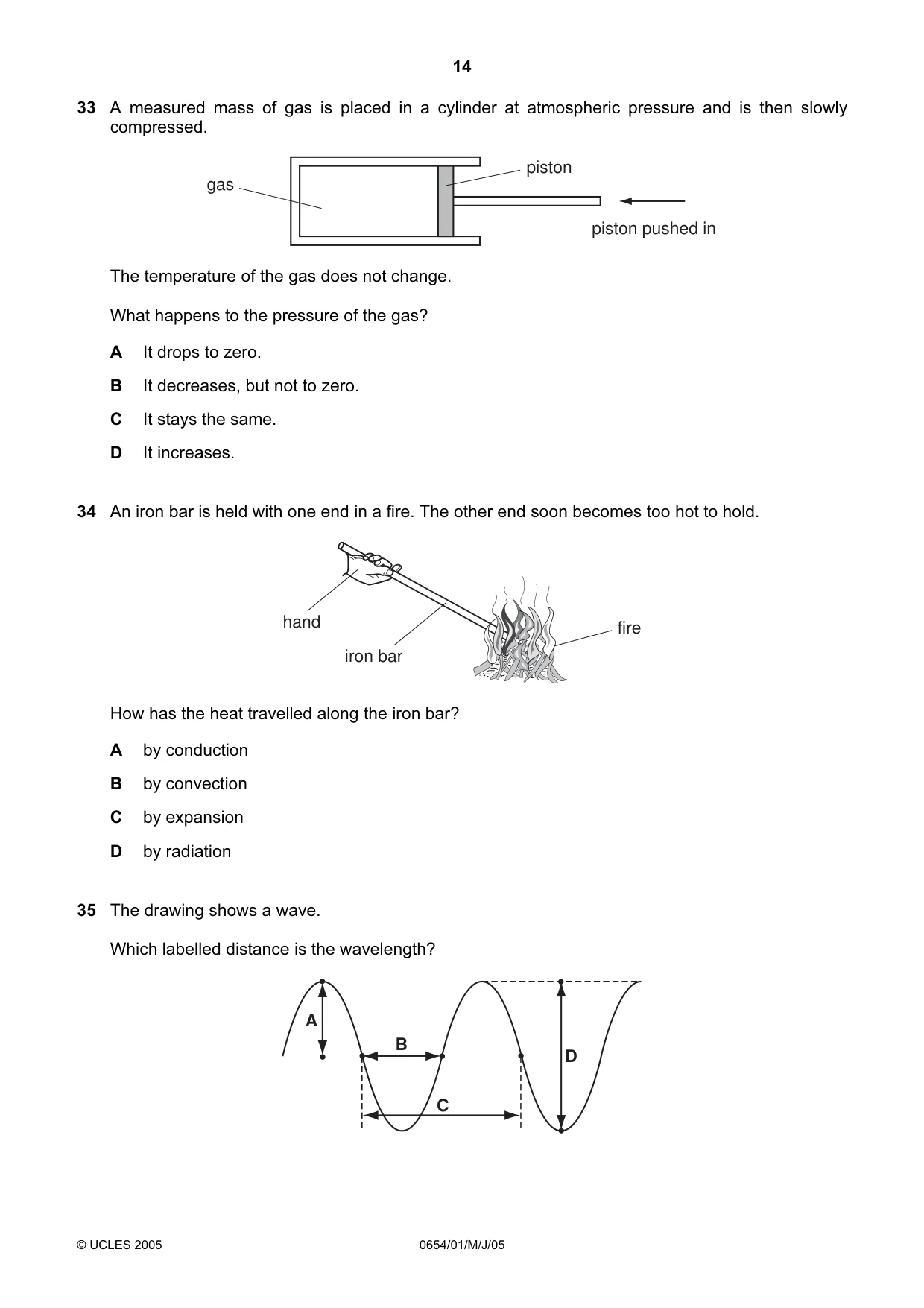Cambridge IGCSE Sciences - Co-ordinated (Double) 0654 2005 May/June Paper 1 · Variant 1 question paper, page 14 of 20