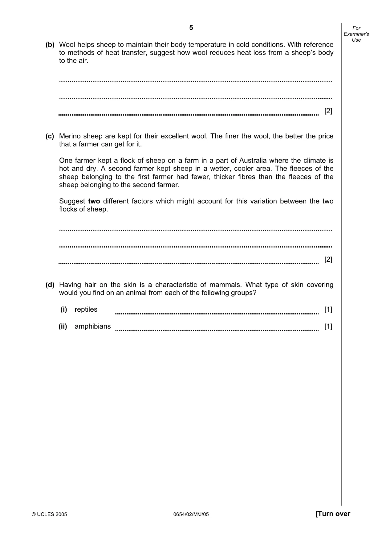 Cambridge IGCSE Sciences - Co-ordinated (Double) 0654 2005 May/June Paper 2 · Variant 1 question paper, page 5 of 24