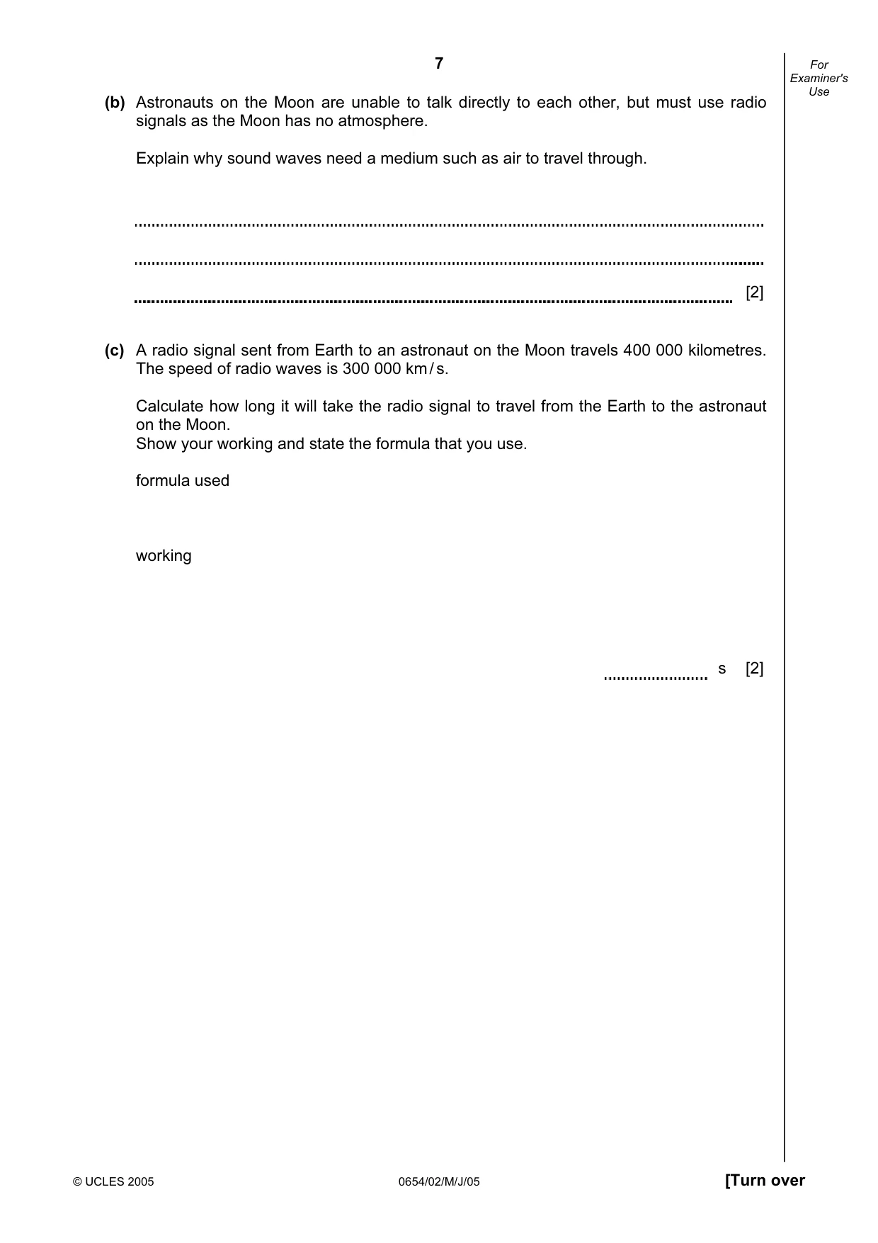 Cambridge IGCSE Sciences - Co-ordinated (Double) 0654 2005 May/June Paper 2 · Variant 1 question paper, page 7 of 24