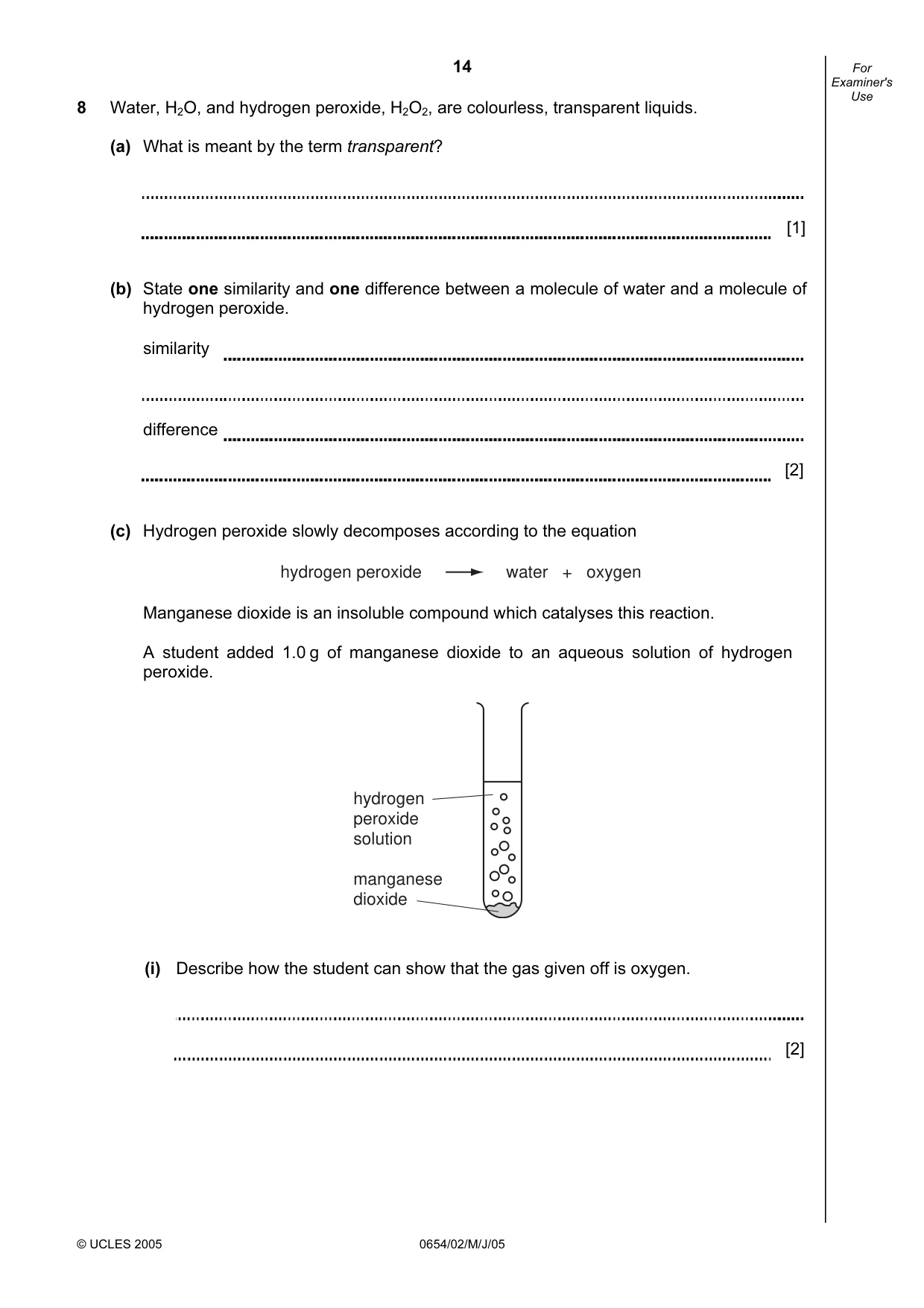 Cambridge IGCSE Sciences - Co-ordinated (Double) 0654 2005 May/June Paper 2 · Variant 1 question paper, page 14 of 24