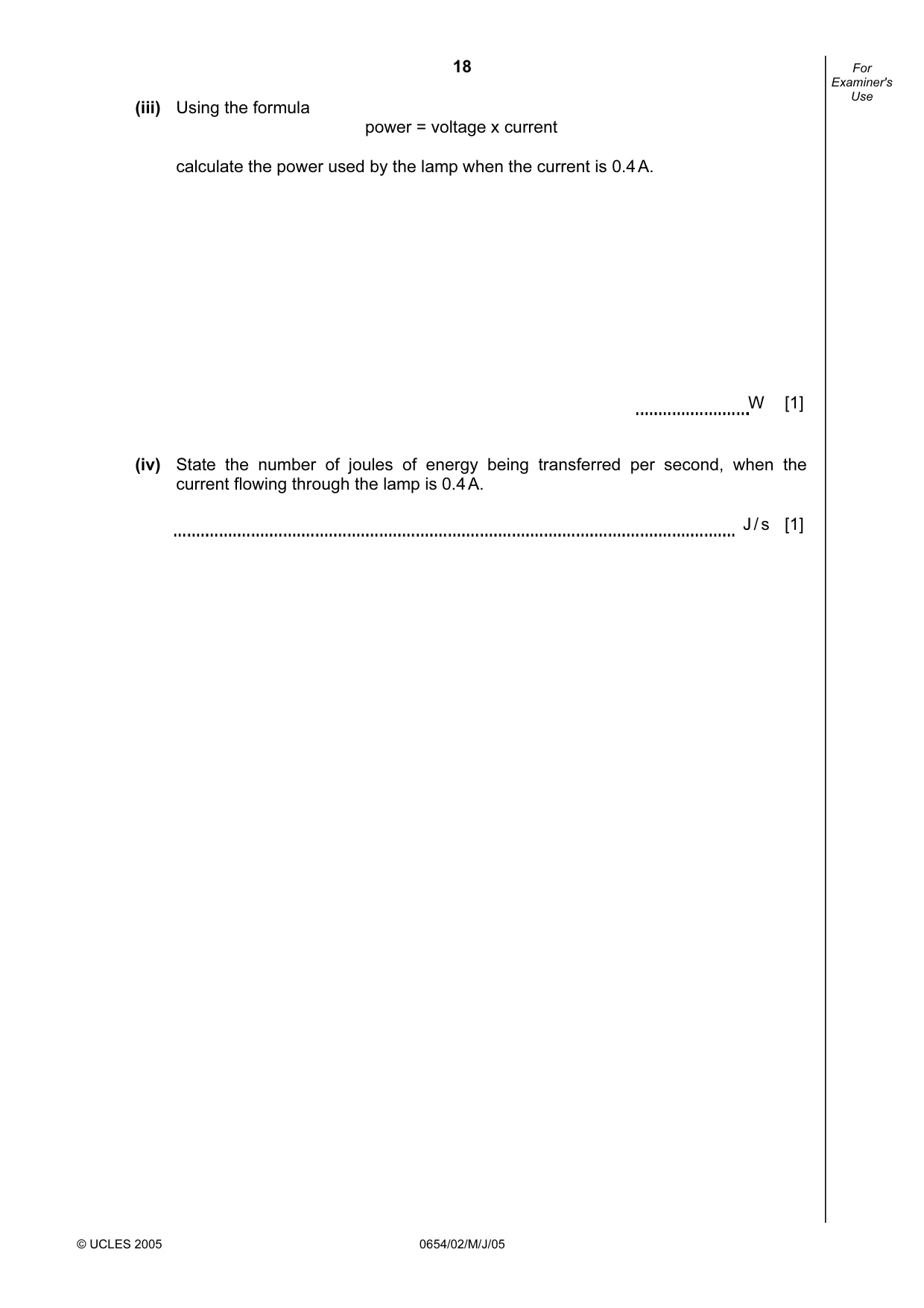 Cambridge IGCSE Sciences - Co-ordinated (Double) 0654 2005 May/June Paper 2 · Variant 1 question paper, page 18 of 24