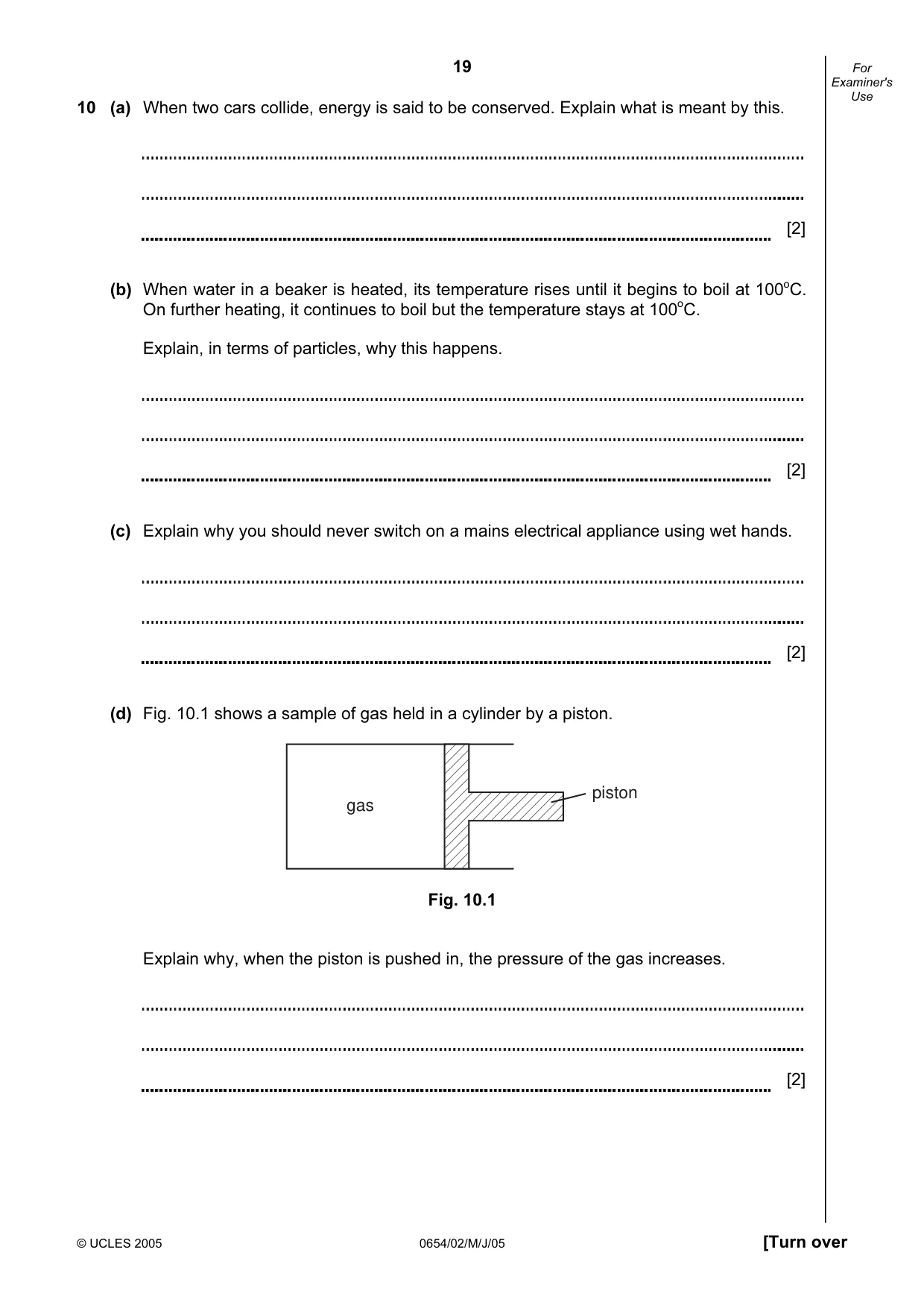 Cambridge IGCSE Sciences - Co-ordinated (Double) 0654 2005 May/June Paper 2 · Variant 1 question paper, page 19 of 24