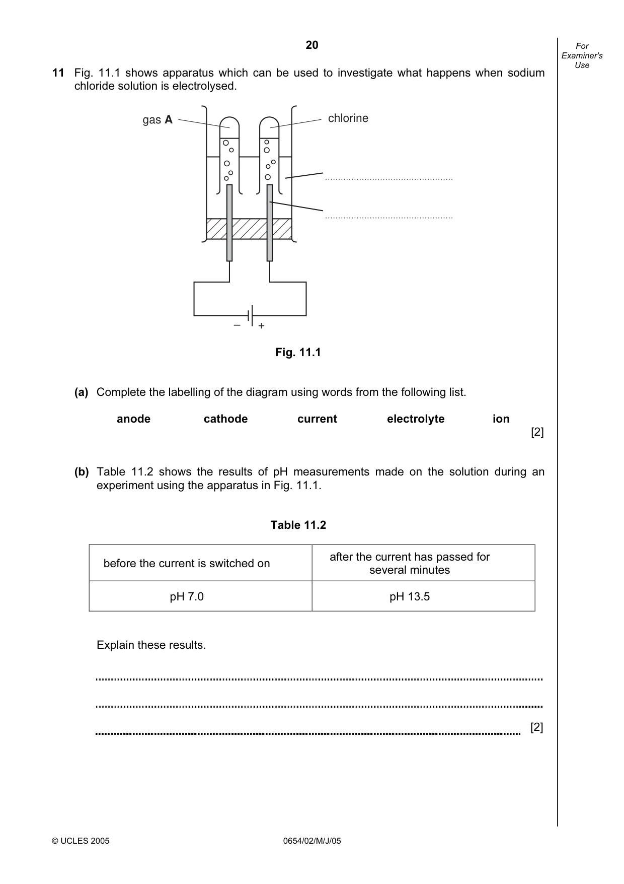 Cambridge IGCSE Sciences - Co-ordinated (Double) 0654 2005 May/June Paper 2 · Variant 1 question paper, page 20 of 24