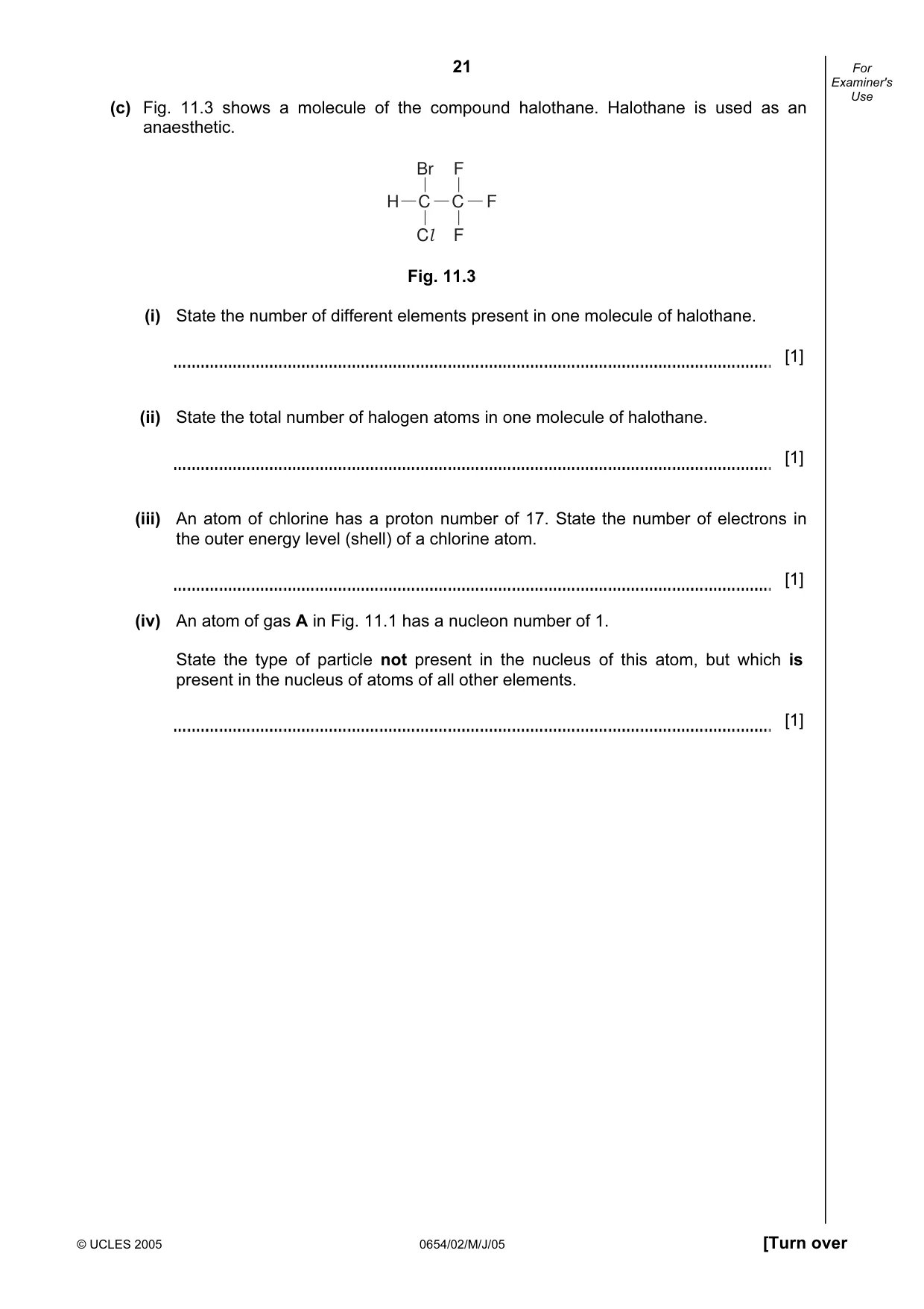 Cambridge IGCSE Sciences - Co-ordinated (Double) 0654 2005 May/June Paper 2 · Variant 1 question paper, page 21 of 24