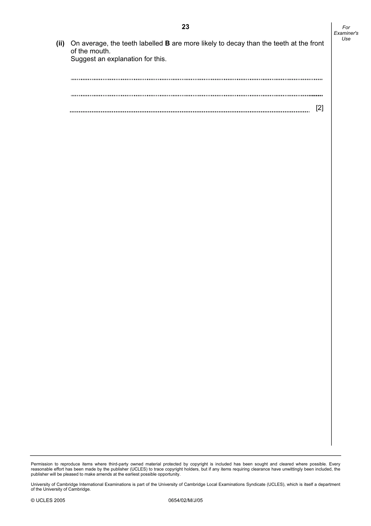 Cambridge IGCSE Sciences - Co-ordinated (Double) 0654 2005 May/June Paper 2 · Variant 1 question paper, page 23 of 24