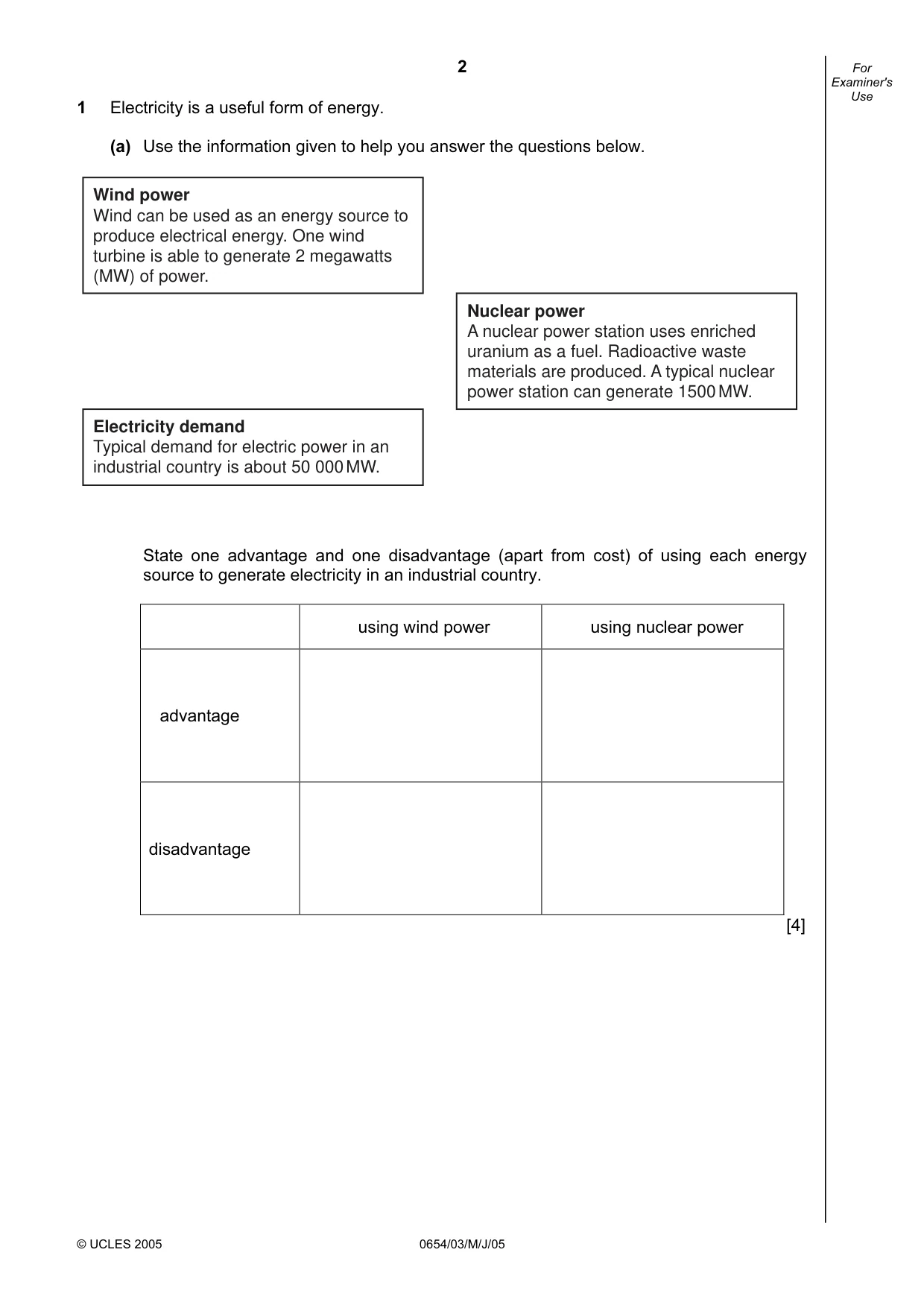 Cambridge IGCSE Sciences - Co-ordinated (Double) 0654 2005 May/June Paper 3 · Variant 1 question paper, page 2 of 24