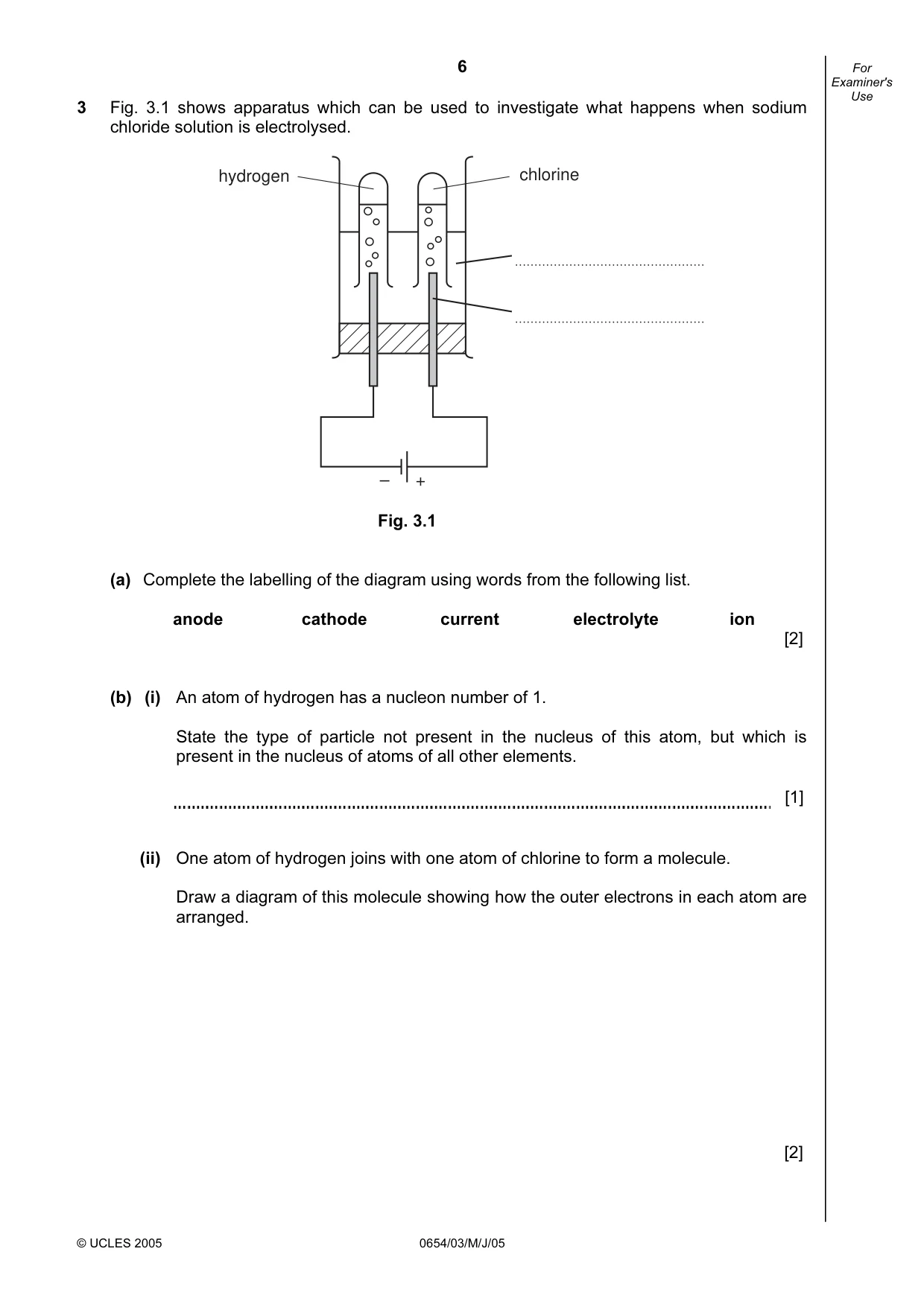Cambridge IGCSE Sciences - Co-ordinated (Double) 0654 2005 May/June Paper 3 · Variant 1 question paper, page 6 of 24