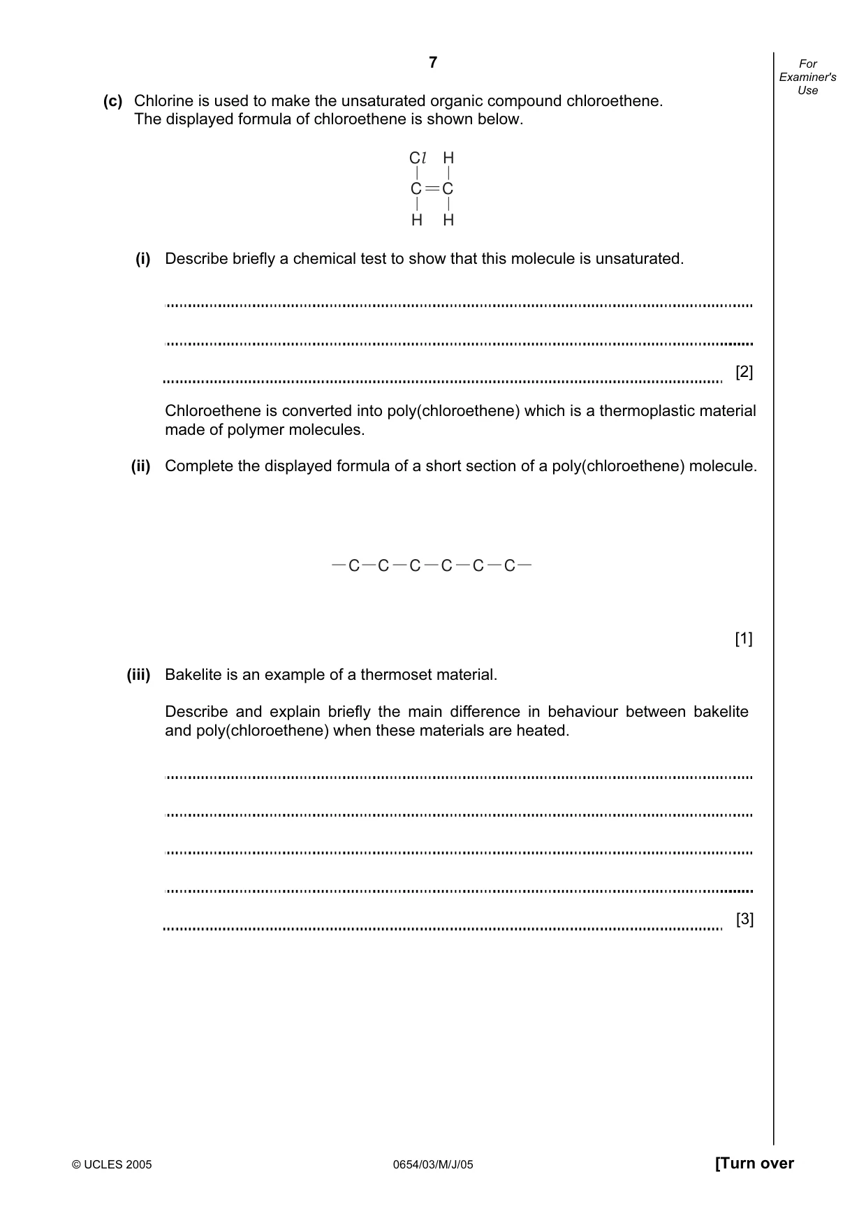 Cambridge IGCSE Sciences - Co-ordinated (Double) 0654 2005 May/June Paper 3 · Variant 1 question paper, page 7 of 24