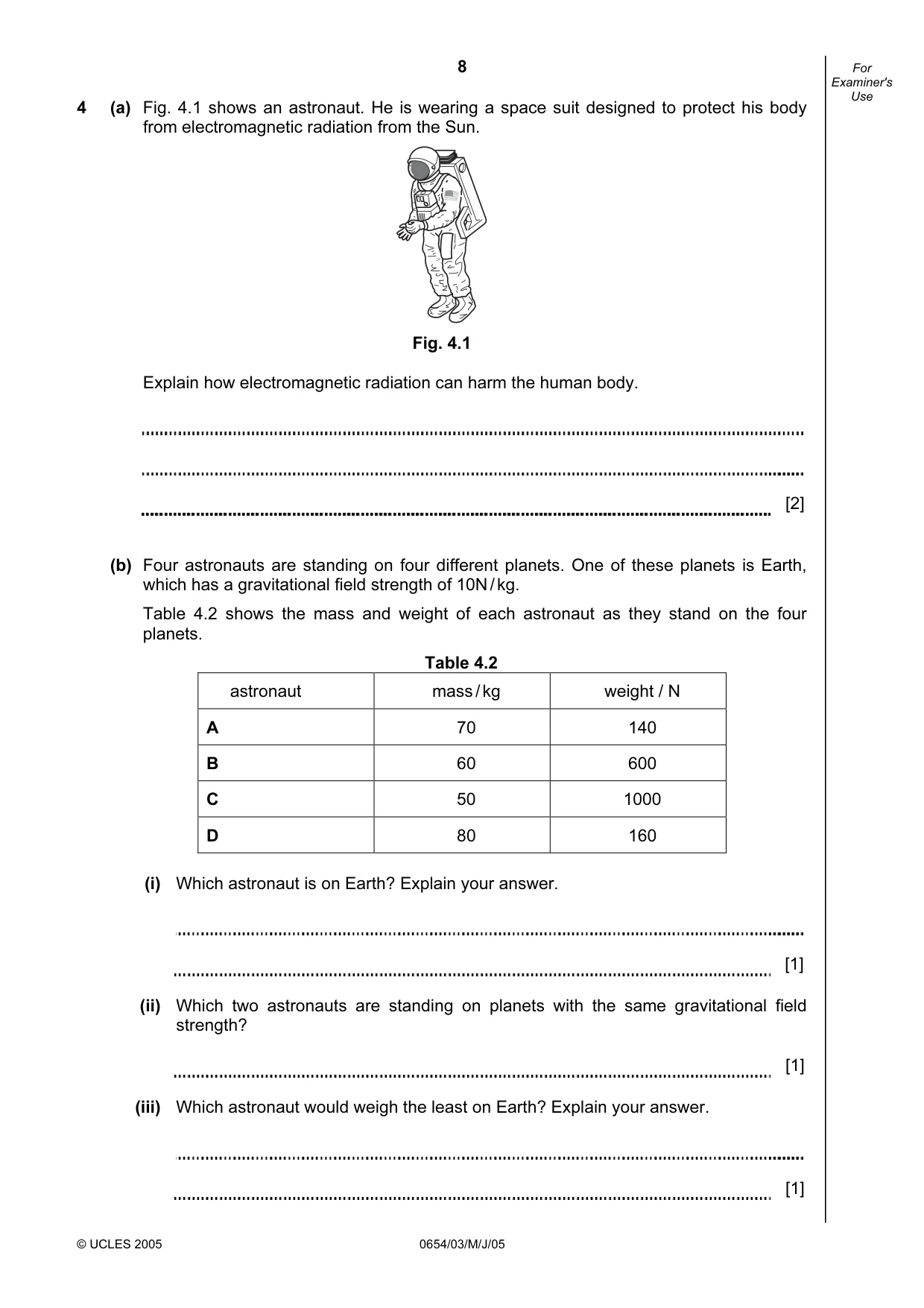 Cambridge IGCSE Sciences - Co-ordinated (Double) 0654 2005 May/June Paper 3 · Variant 1 question paper, page 8 of 24