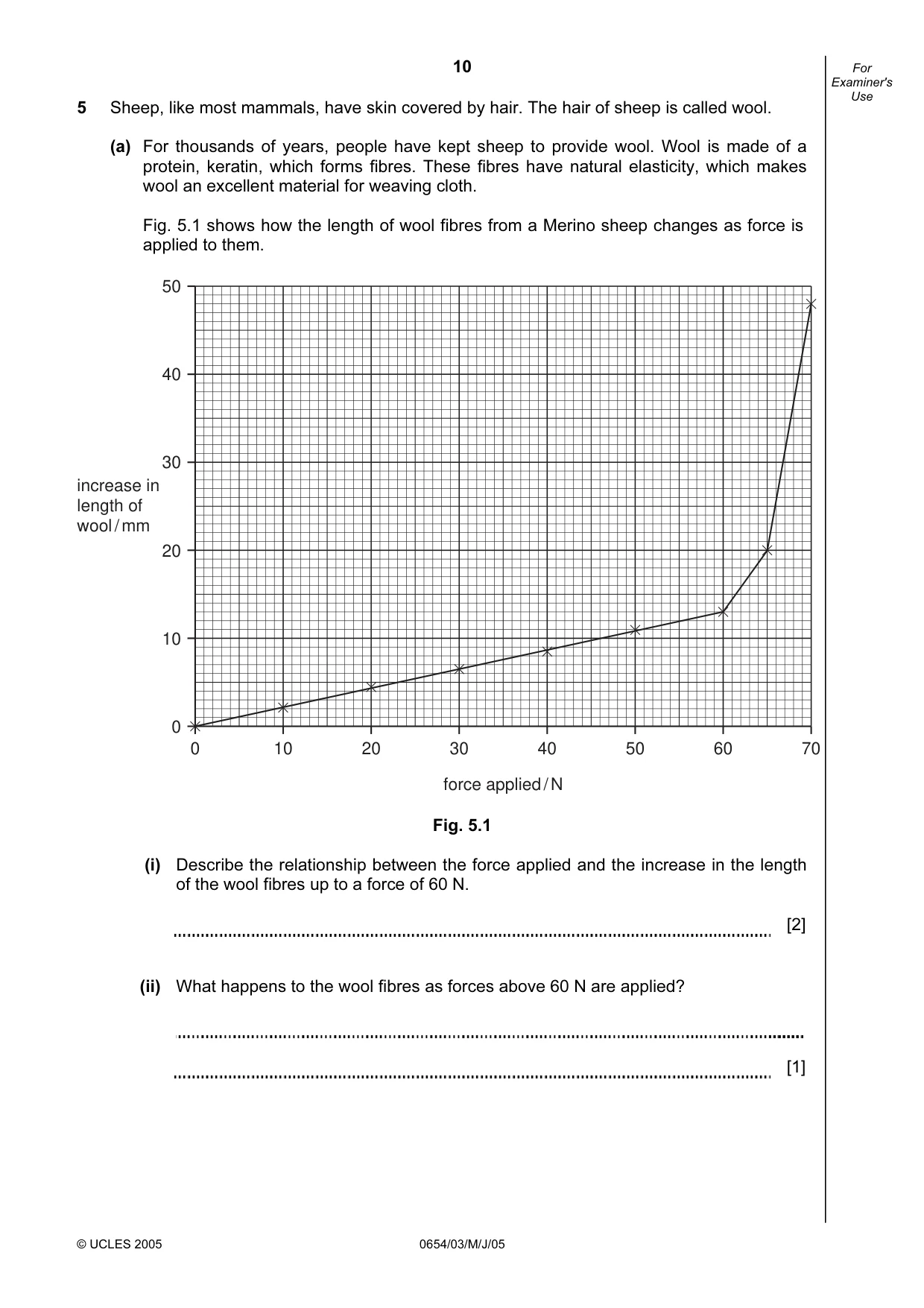 Cambridge IGCSE Sciences - Co-ordinated (Double) 0654 2005 May/June Paper 3 · Variant 1 question paper, page 10 of 24
