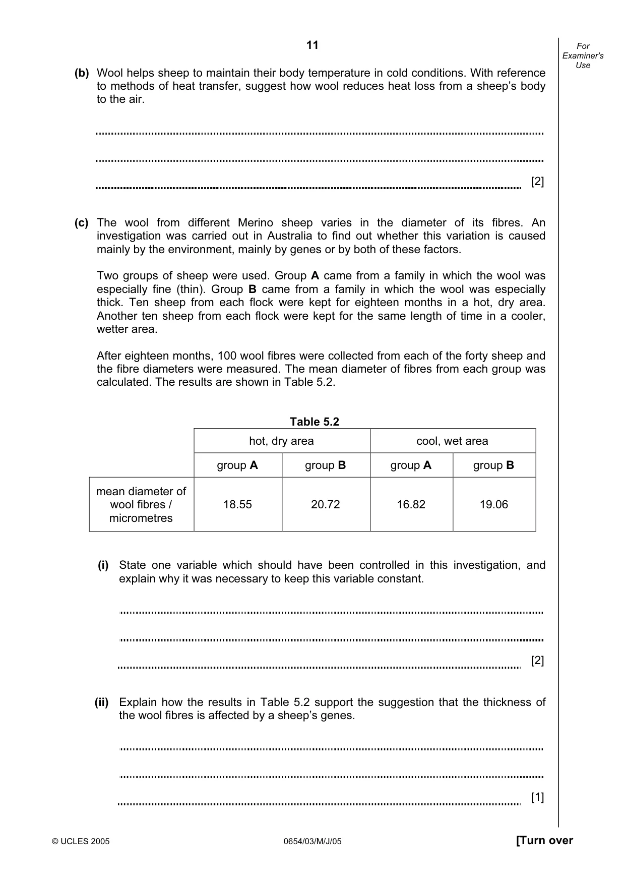 Cambridge IGCSE Sciences - Co-ordinated (Double) 0654 2005 May/June Paper 3 · Variant 1 question paper, page 11 of 24