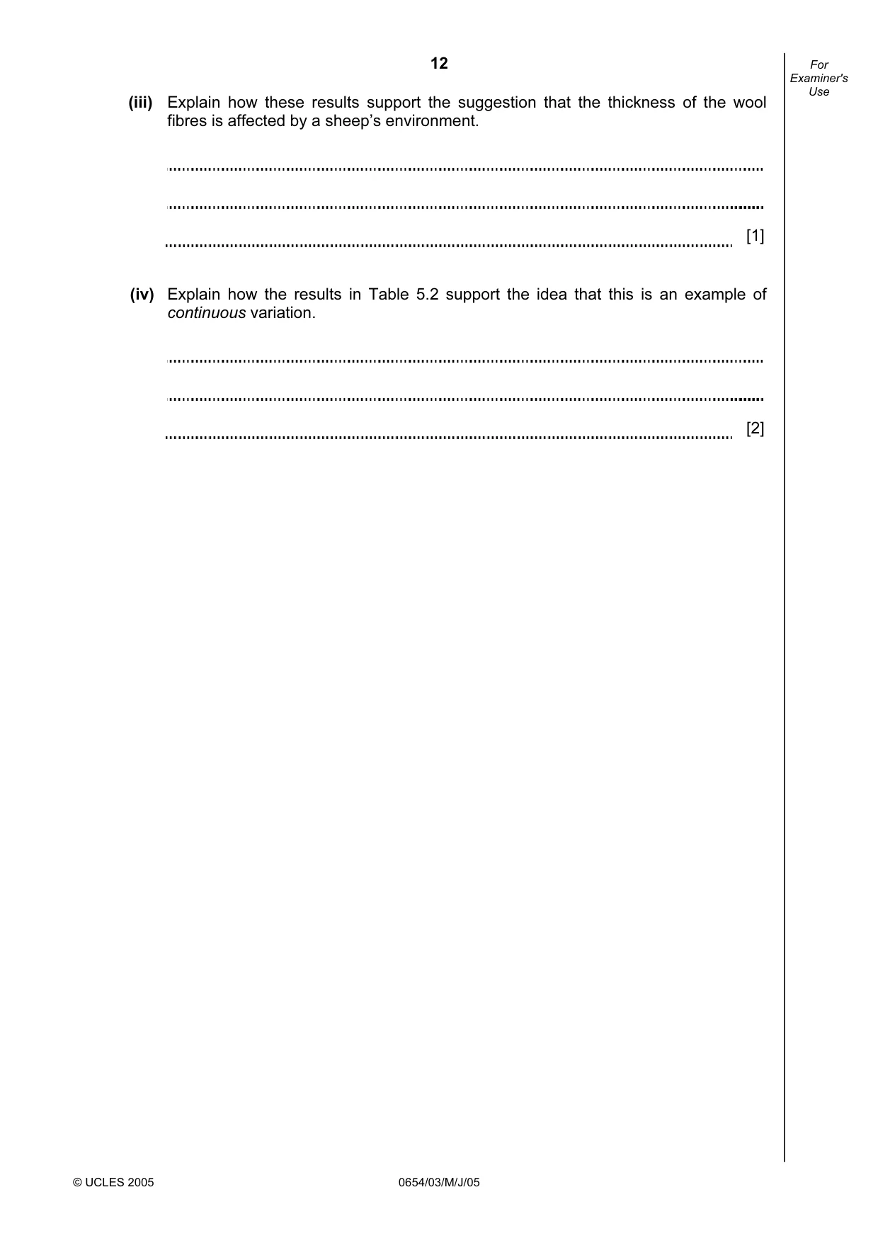 Cambridge IGCSE Sciences - Co-ordinated (Double) 0654 2005 May/June Paper 3 · Variant 1 question paper, page 12 of 24