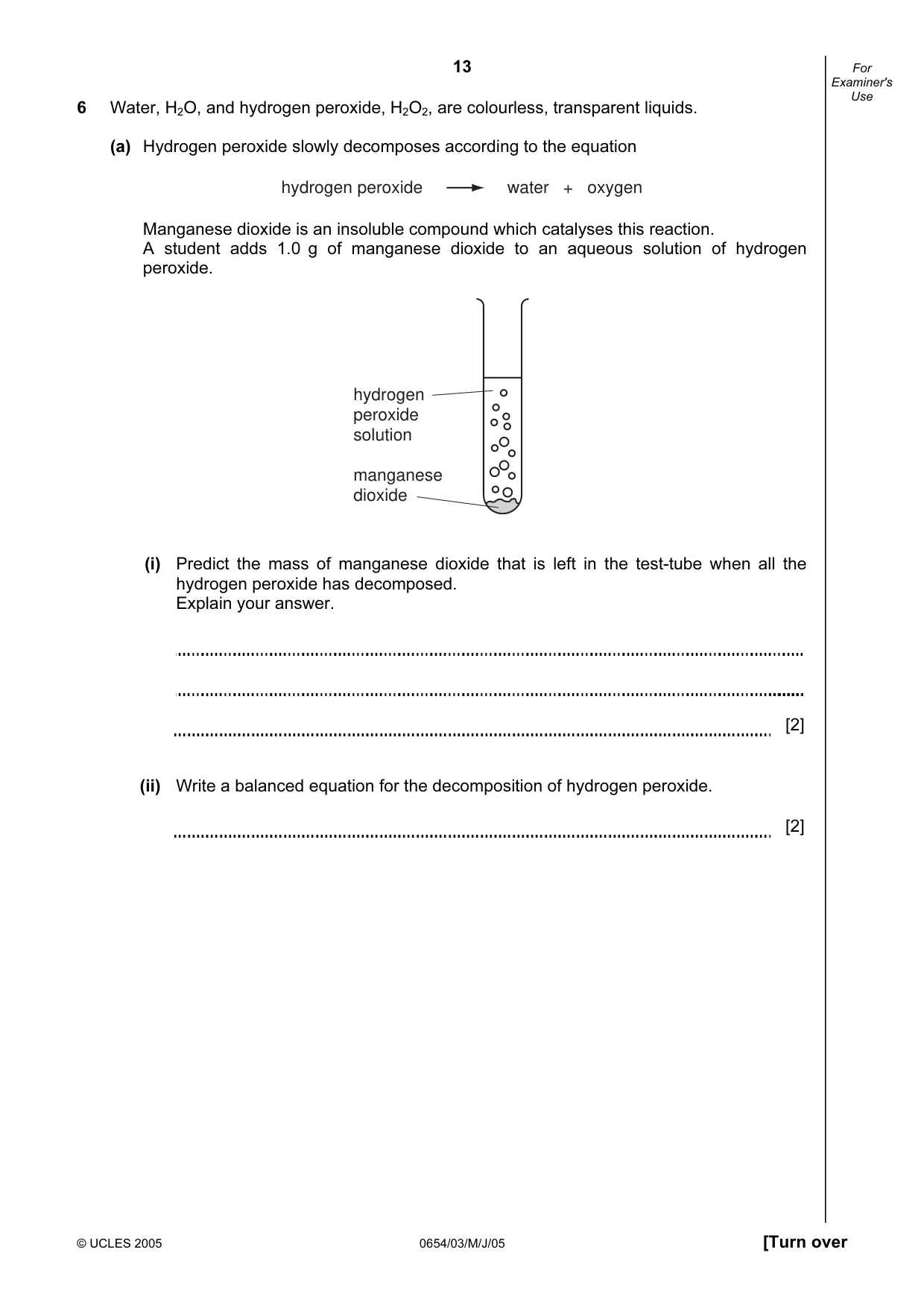 Cambridge IGCSE Sciences - Co-ordinated (Double) 0654 2005 May/June Paper 3 · Variant 1 question paper, page 13 of 24