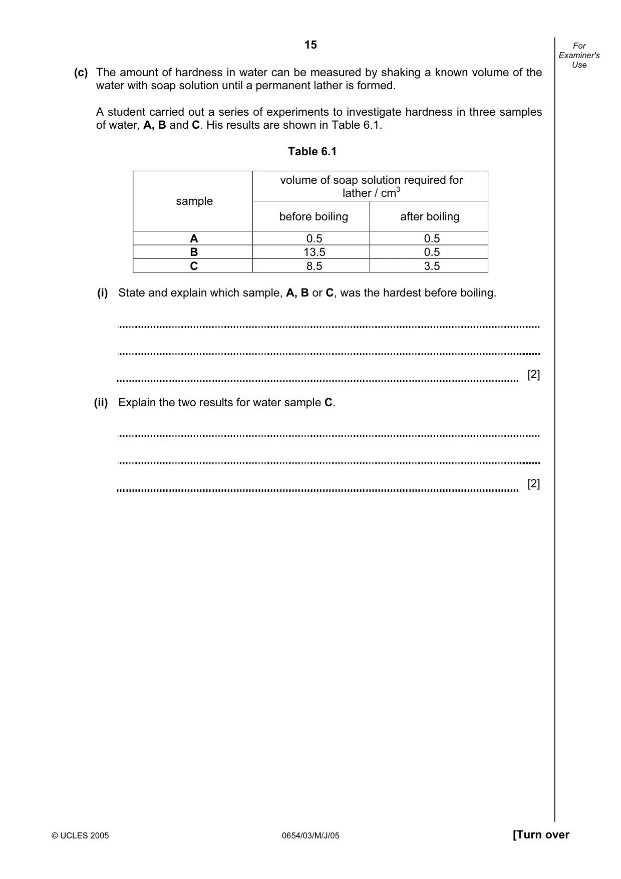 Cambridge IGCSE Sciences - Co-ordinated (Double) 0654 2005 May/June Paper 3 · Variant 1 question paper, page 15 of 24