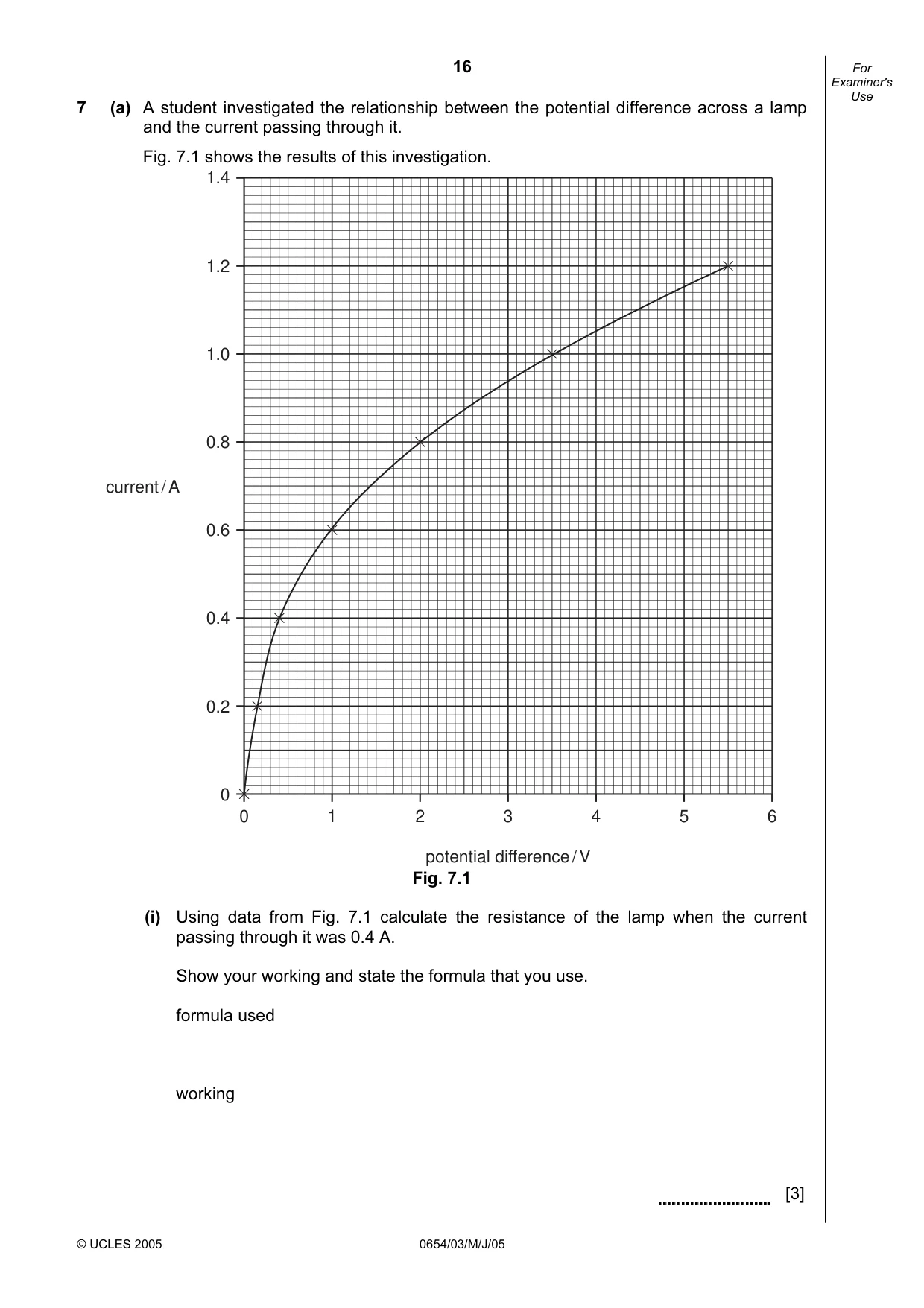 Cambridge IGCSE Sciences - Co-ordinated (Double) 0654 2005 May/June Paper 3 · Variant 1 question paper, page 16 of 24