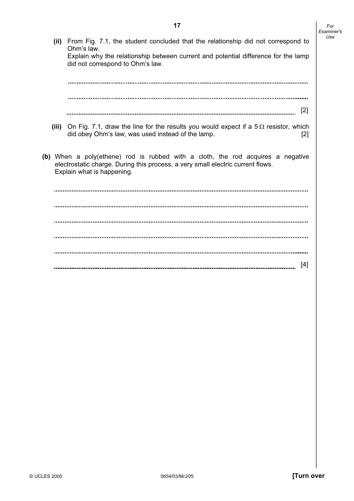 Cambridge IGCSE Sciences - Co-ordinated (Double) 0654 2005 May/June Paper 3 · Variant 1 question paper, page 17 of 24
