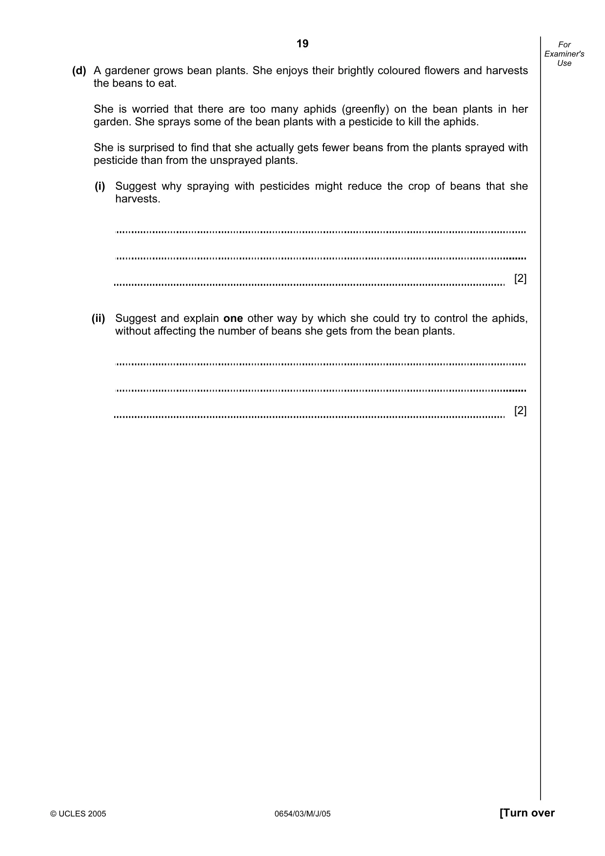 Cambridge IGCSE Sciences - Co-ordinated (Double) 0654 2005 May/June Paper 3 · Variant 1 question paper, page 19 of 24