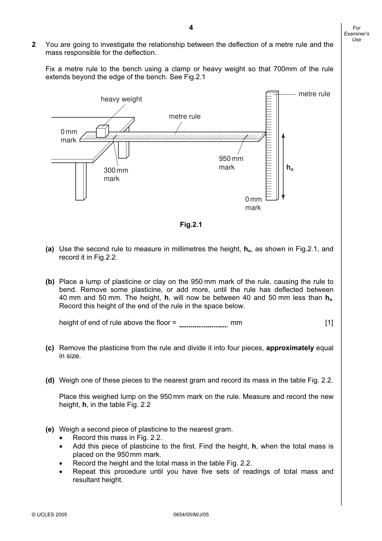 Cambridge IGCSE Sciences - Co-ordinated (Double) 0654 2005 May/June Paper 5 · Variant 1 question paper, page 4 of 12