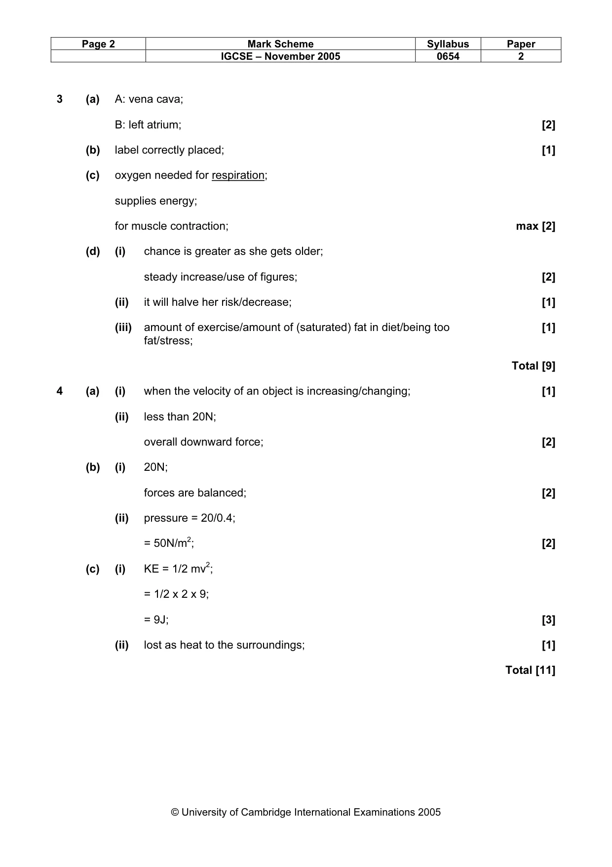 Mark scheme, page 3 of 6