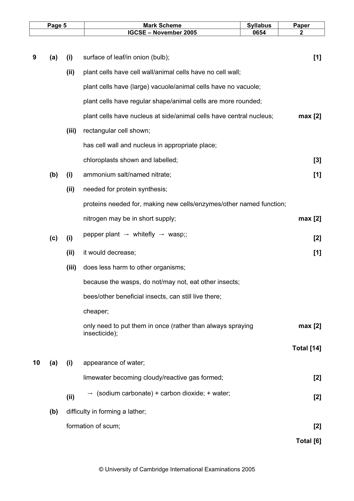 Mark scheme, page 6 of 6
