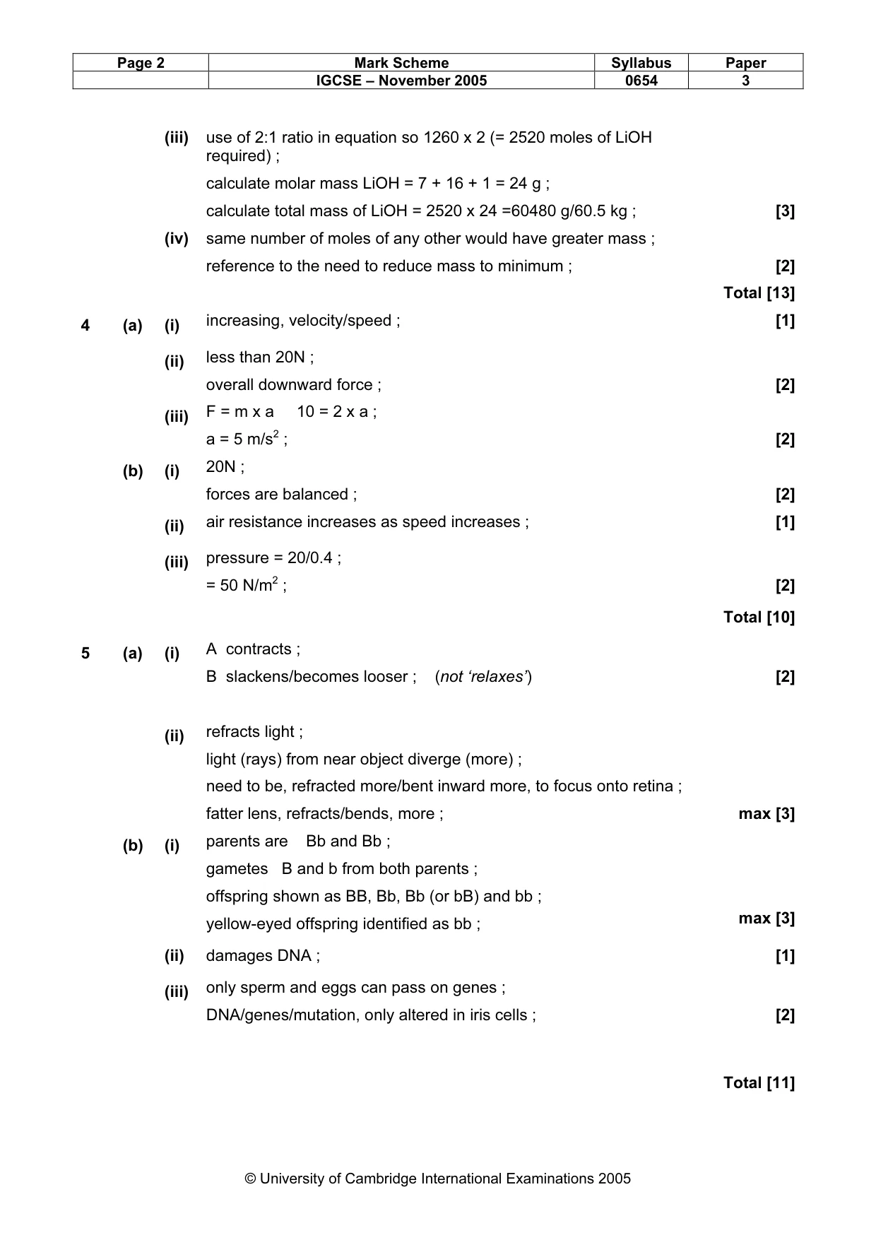Mark scheme, page 3 of 6