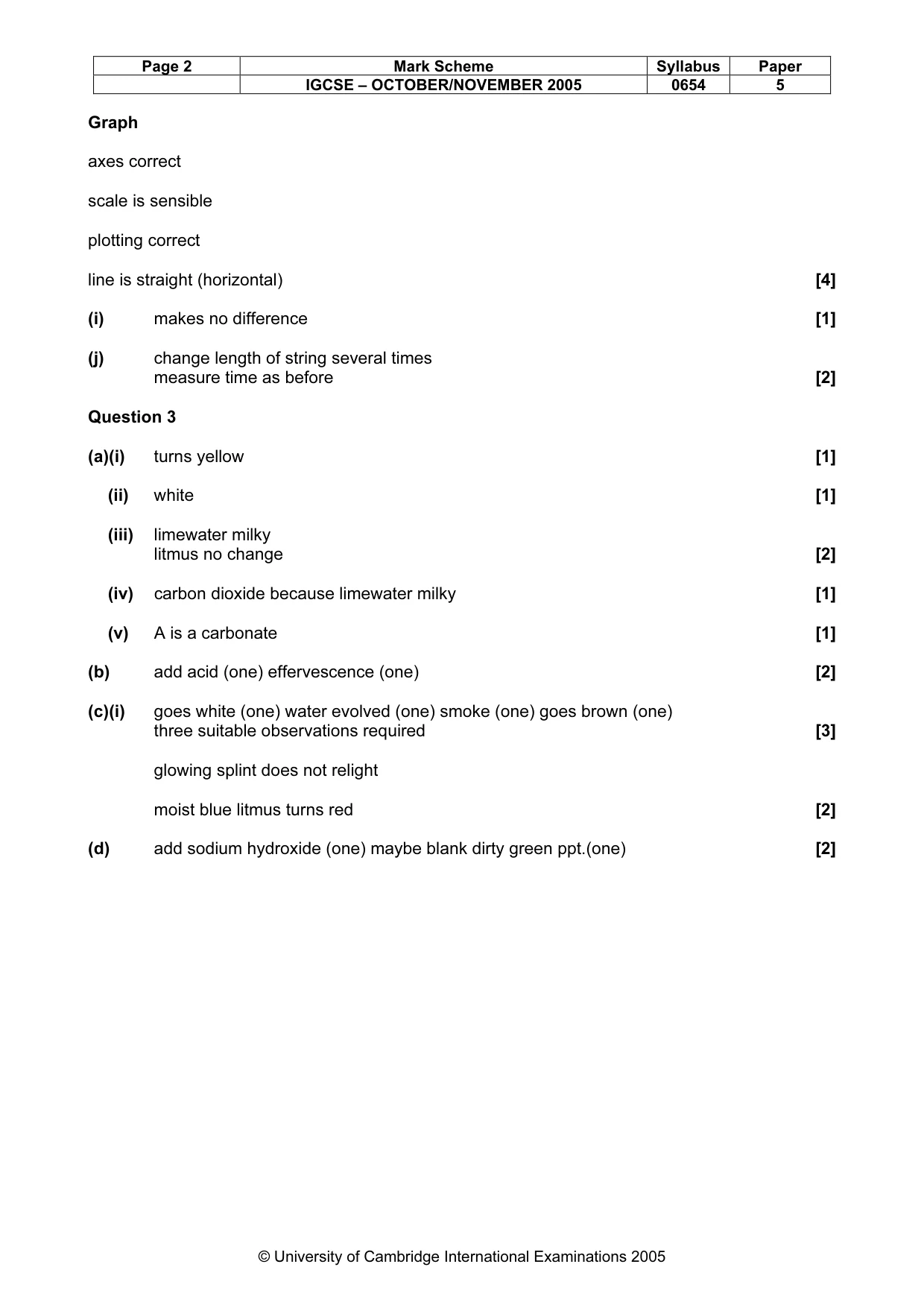 Mark scheme, page 3 of 3