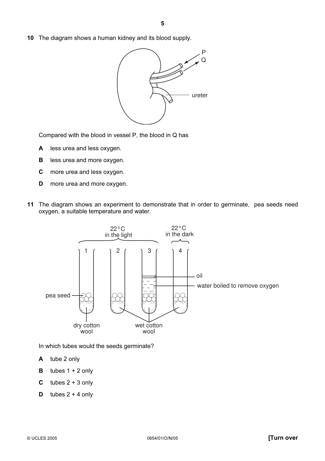 Cambridge IGCSE Sciences - Co-ordinated (Double) 0654 2005 Oct/Nov Paper 1 · Variant 1 question paper, page 5 of 20