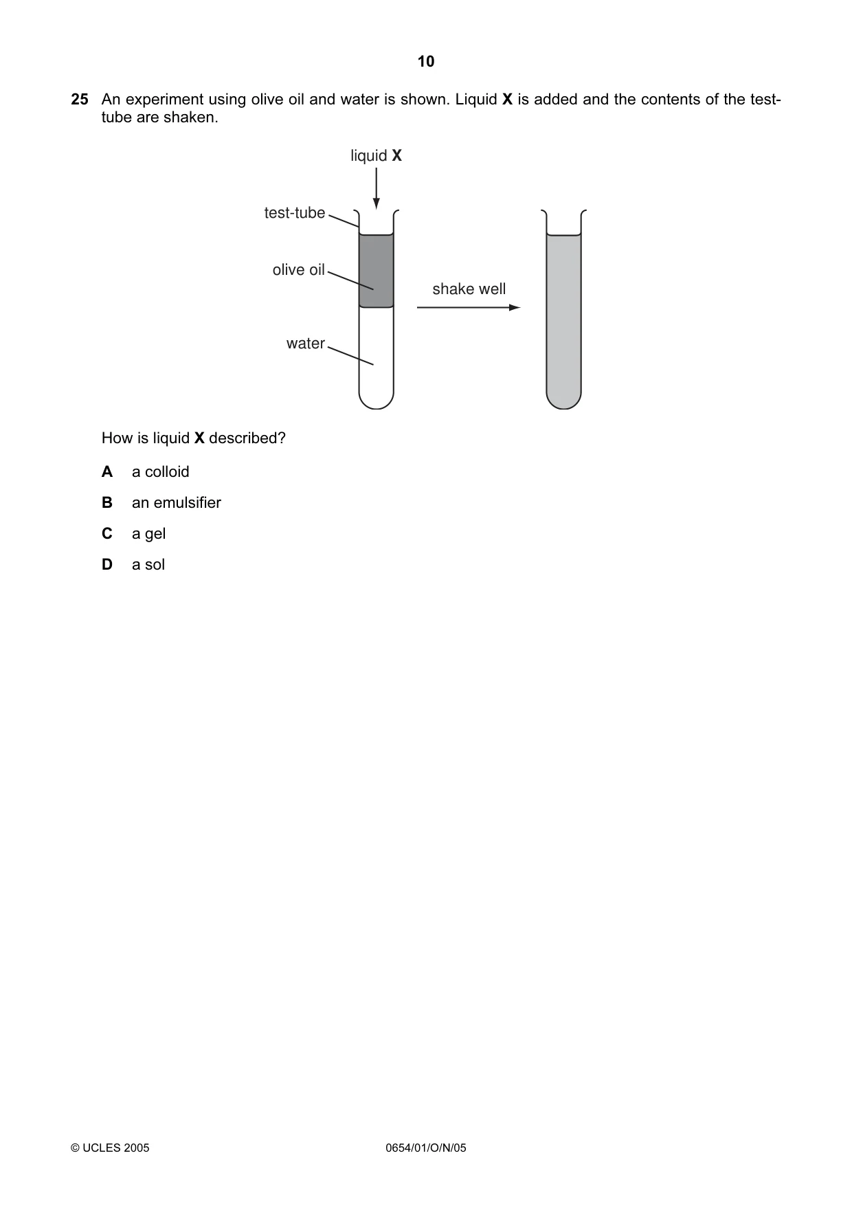 Cambridge IGCSE Sciences - Co-ordinated (Double) 0654 2005 Oct/Nov Paper 1 · Variant 1 question paper, page 10 of 20