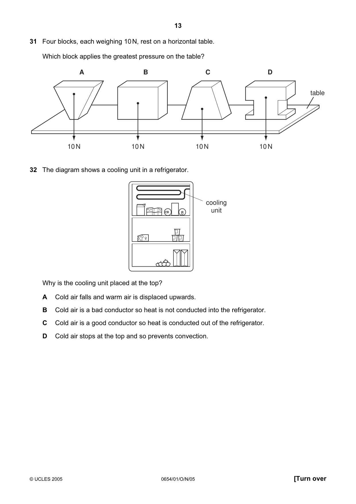 Cambridge IGCSE Sciences - Co-ordinated (Double) 0654 2005 Oct/Nov Paper 1 · Variant 1 question paper, page 13 of 20