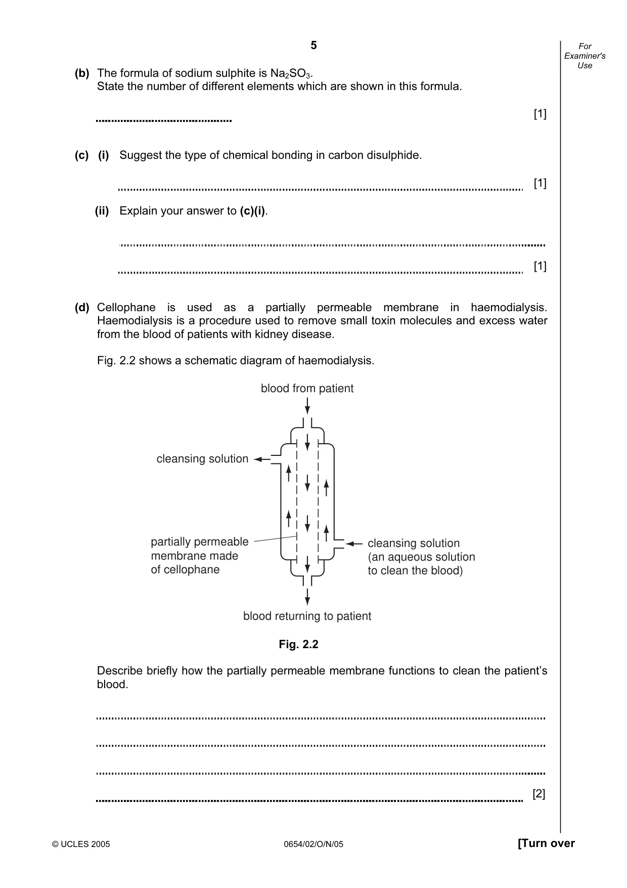 Cambridge IGCSE Sciences - Co-ordinated (Double) 0654 2005 Oct/Nov Paper 2 · Variant 1 question paper, page 5 of 24