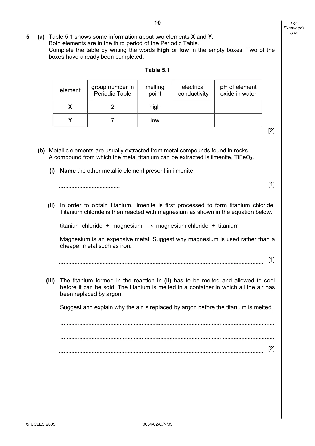 Cambridge IGCSE Sciences - Co-ordinated (Double) 0654 2005 Oct/Nov Paper 2 · Variant 1 question paper, page 10 of 24